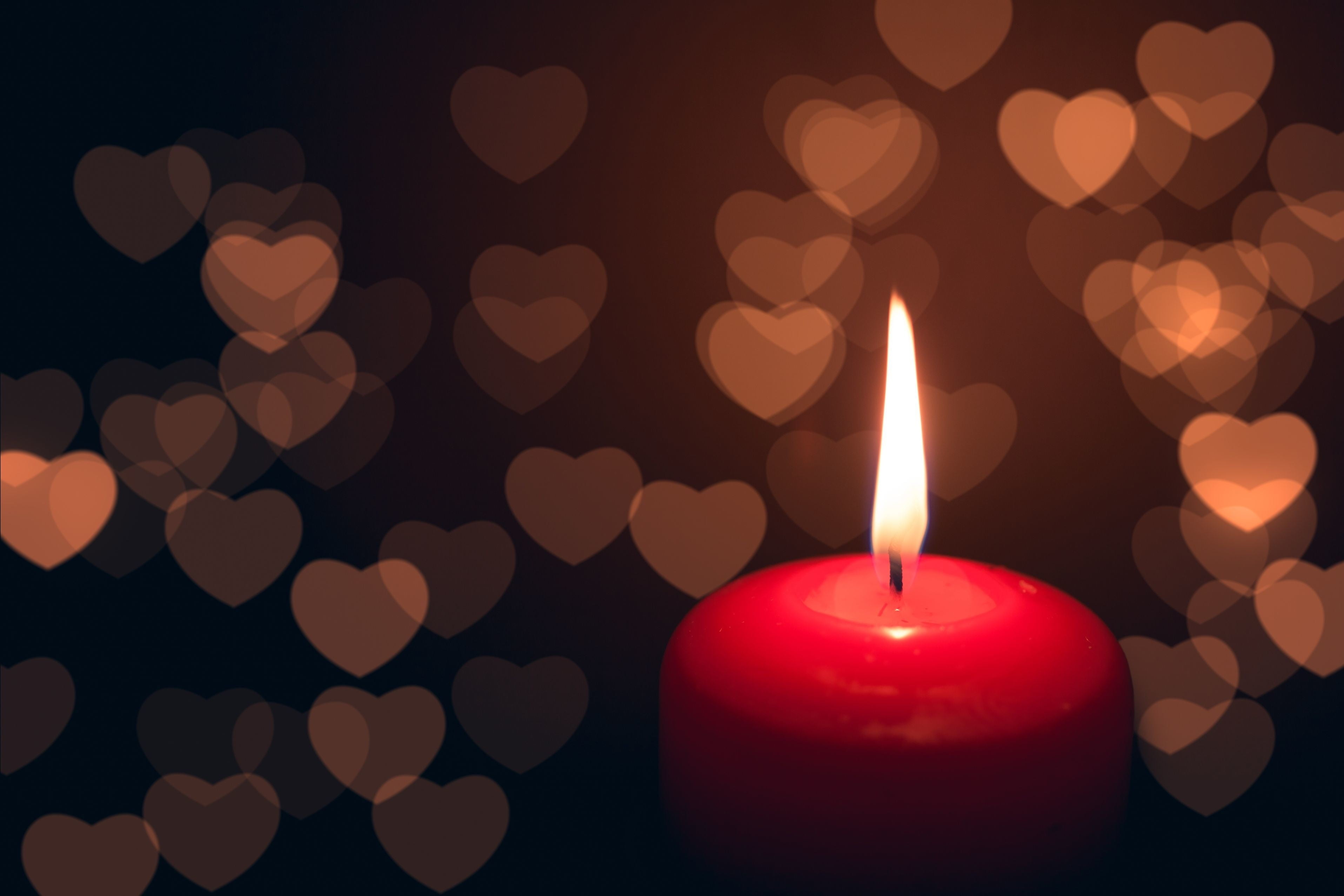 close-up, light - Natural Phenomenon, flame, heart, dark, decoration, backgrounds, fire, 2K, candlelight, illuminated, symbol, bright, holiday, fire - Natural Phenomenon, HD Wallpaper