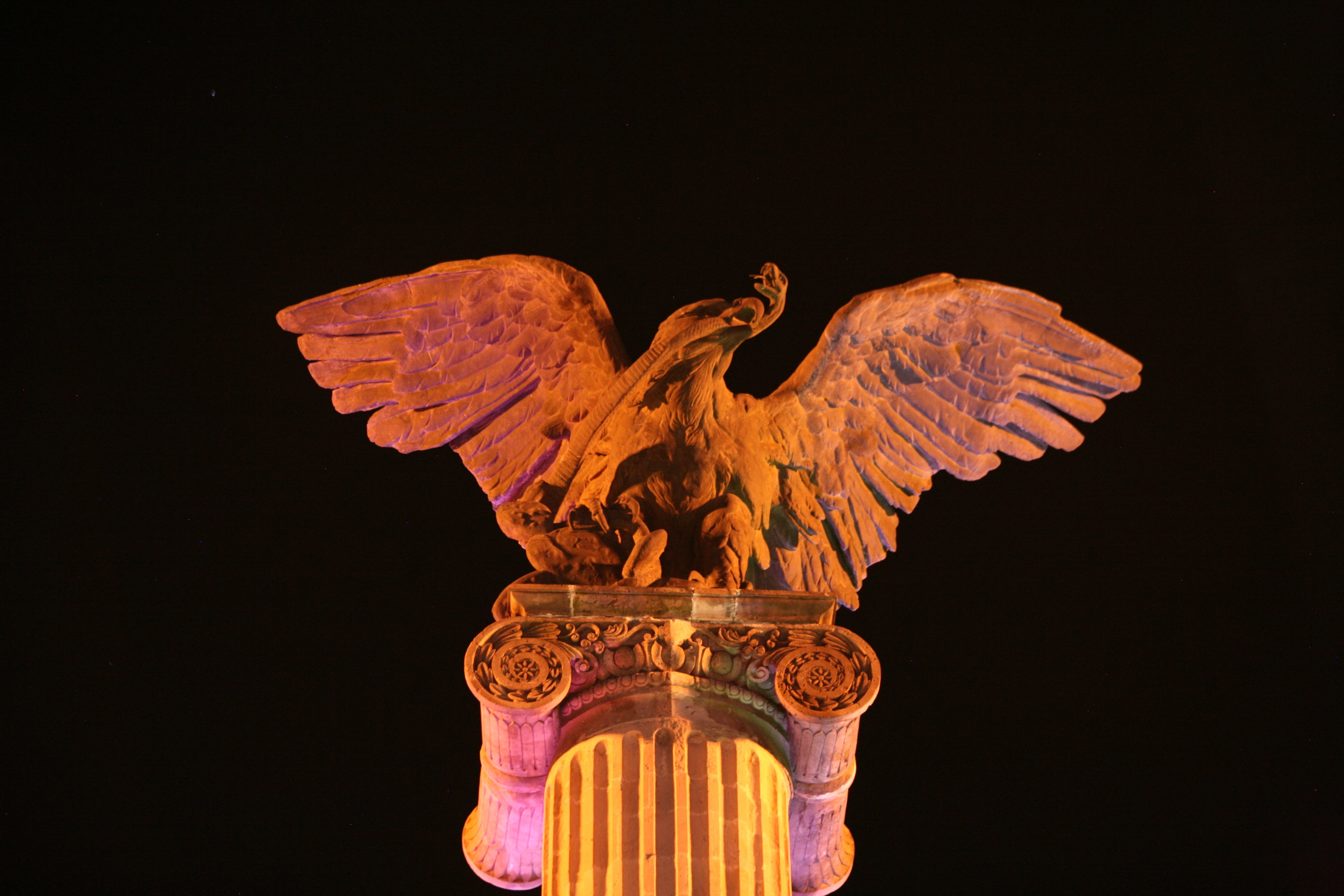 eagle, city, plaza, animal representation, aguascalientes, statue, bird, architecture, lighting equipment, craft, celebration, representation, chinese new year, HD Wallpaper