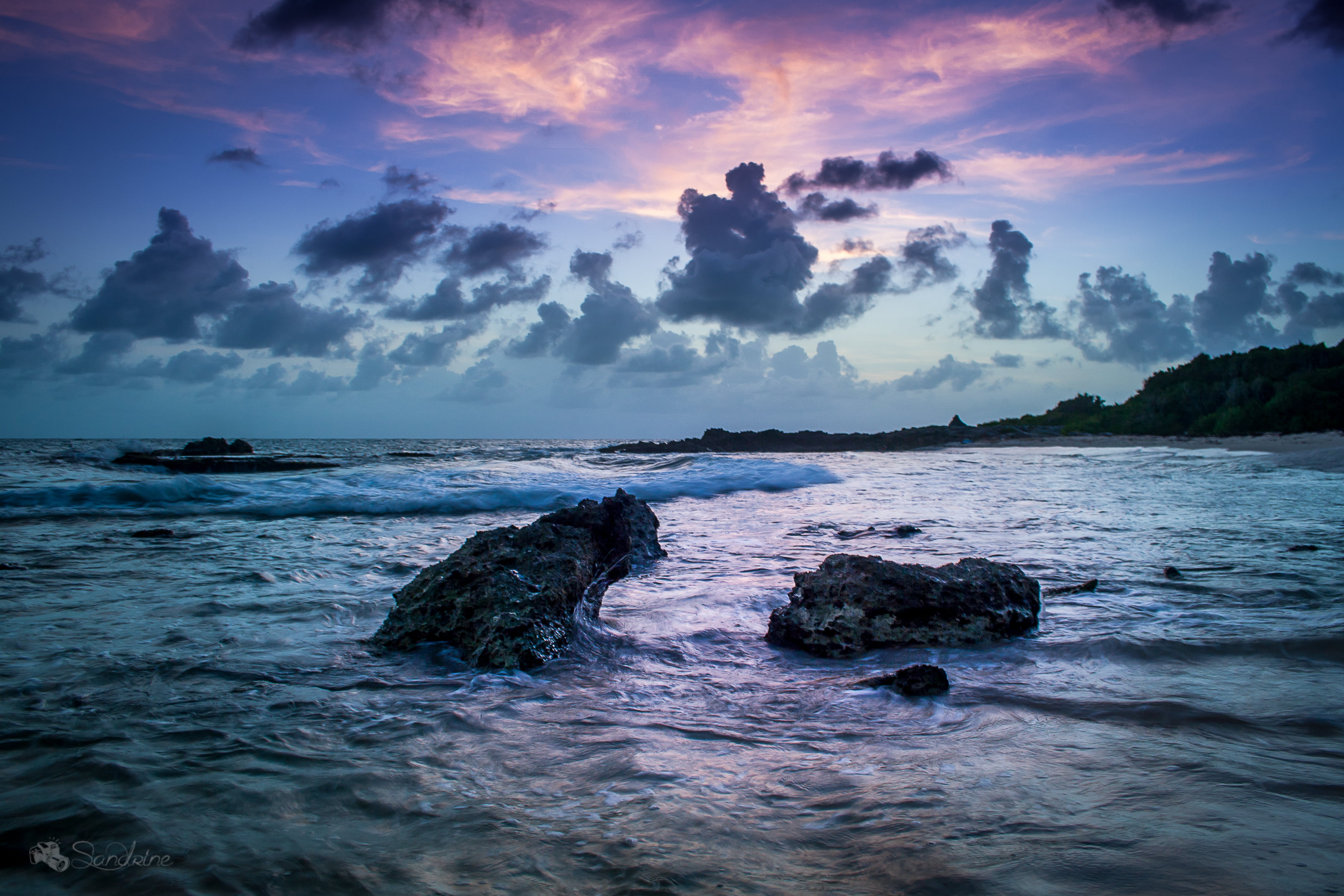 coastline, rock - Object, dusk, 2K, landscape, wave, sunset, outdoors, sky, seascape, seashore, sea, cloud - Sky, rock, formation, coucher de soleil, rock formation, HD Wallpaper