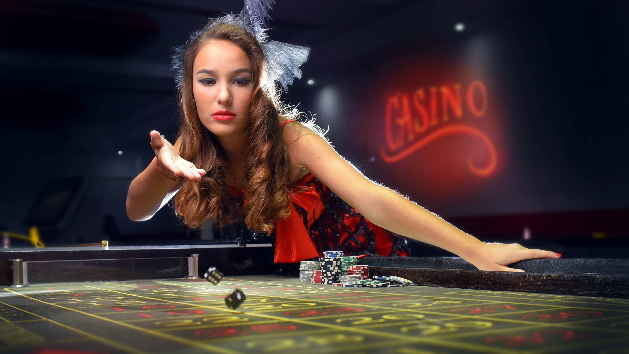 mujer, dados, juego, jugando, casino, clasico, 2K, HD Wallpaper