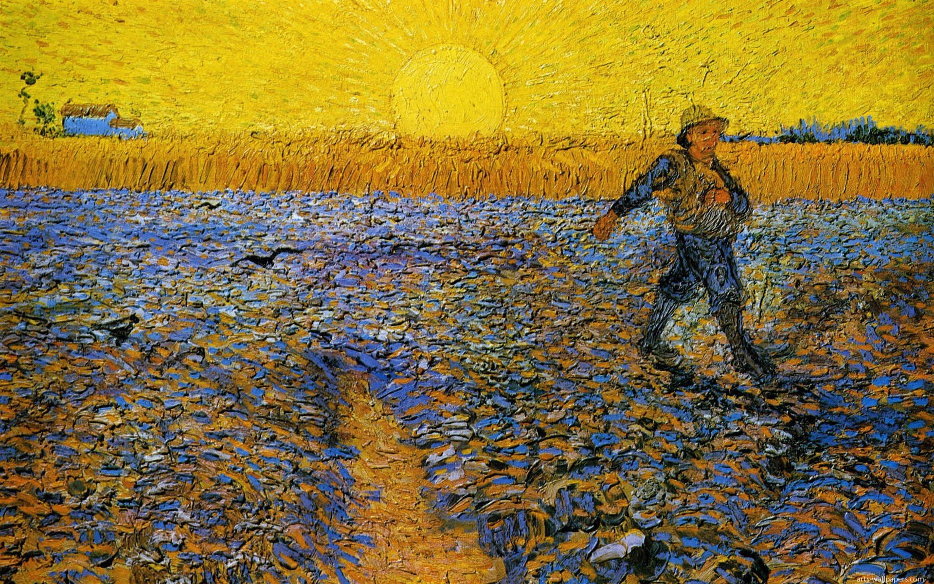 day, arte, Campo, agriculture, lifestyles, Pintura, people, land, nature, adult, women, vicent, yellow, built structure, standing, Hombre, men, field, 1080P, HD Wallpaper