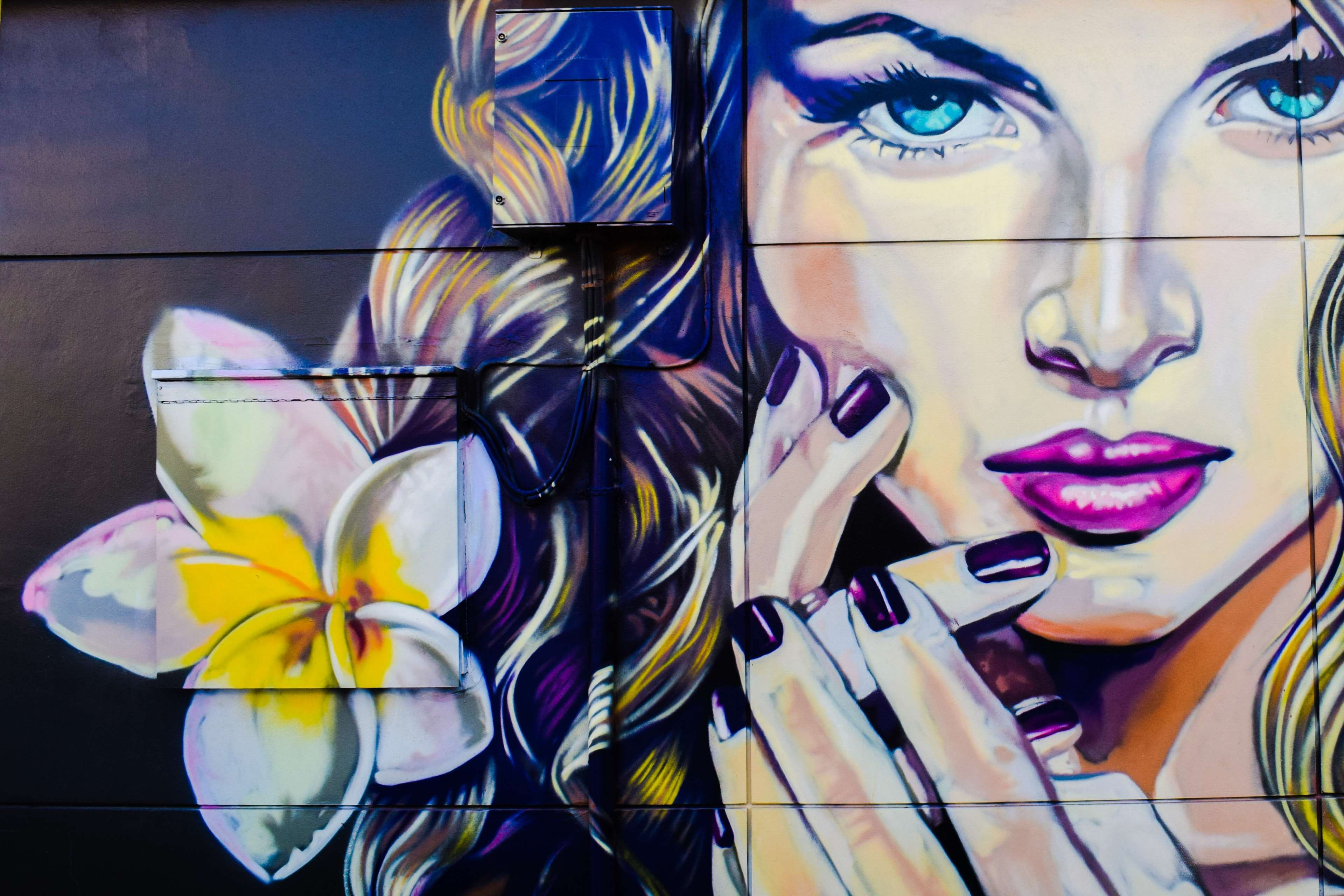 femme fatale, day, cyprus, art and craft, flower, glass - material, female likeness, 4K, paint, human representation, male likeness, creativity, transparent, HD Wallpaper