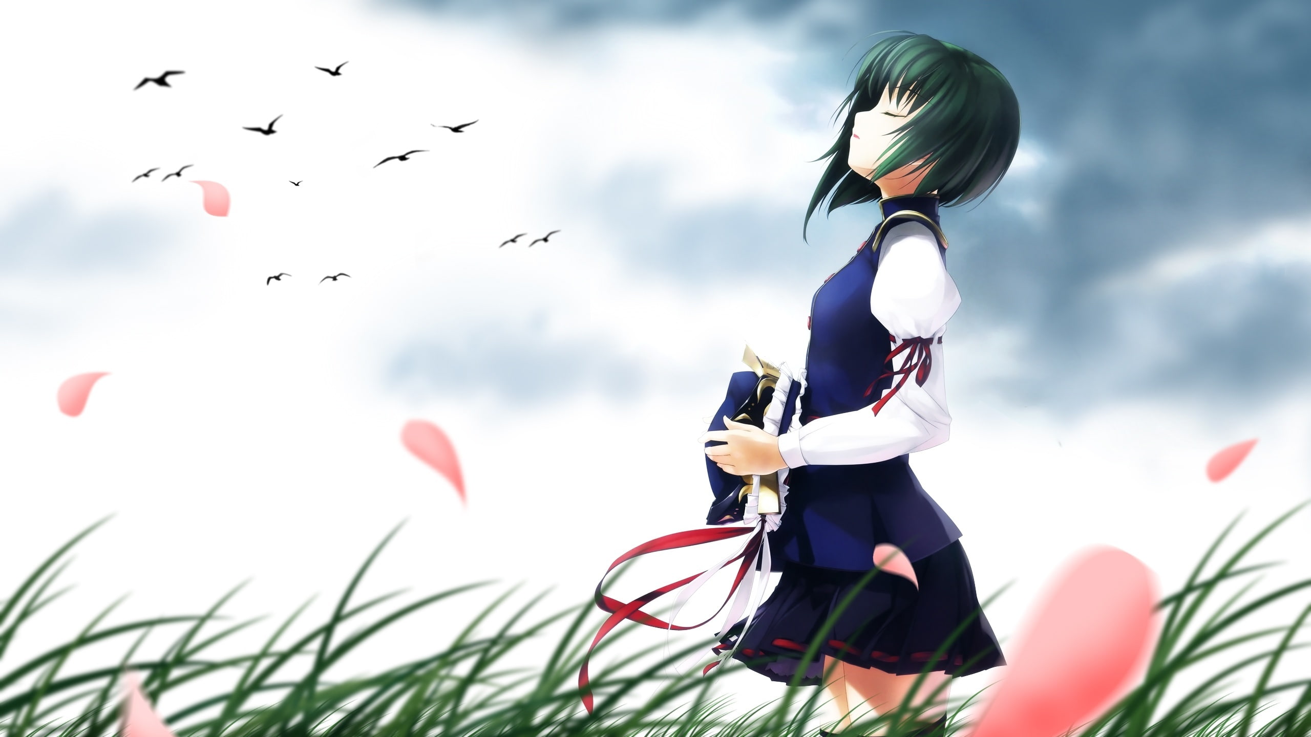 chica, campo, anime, serenity, 2K, HD Wallpaper