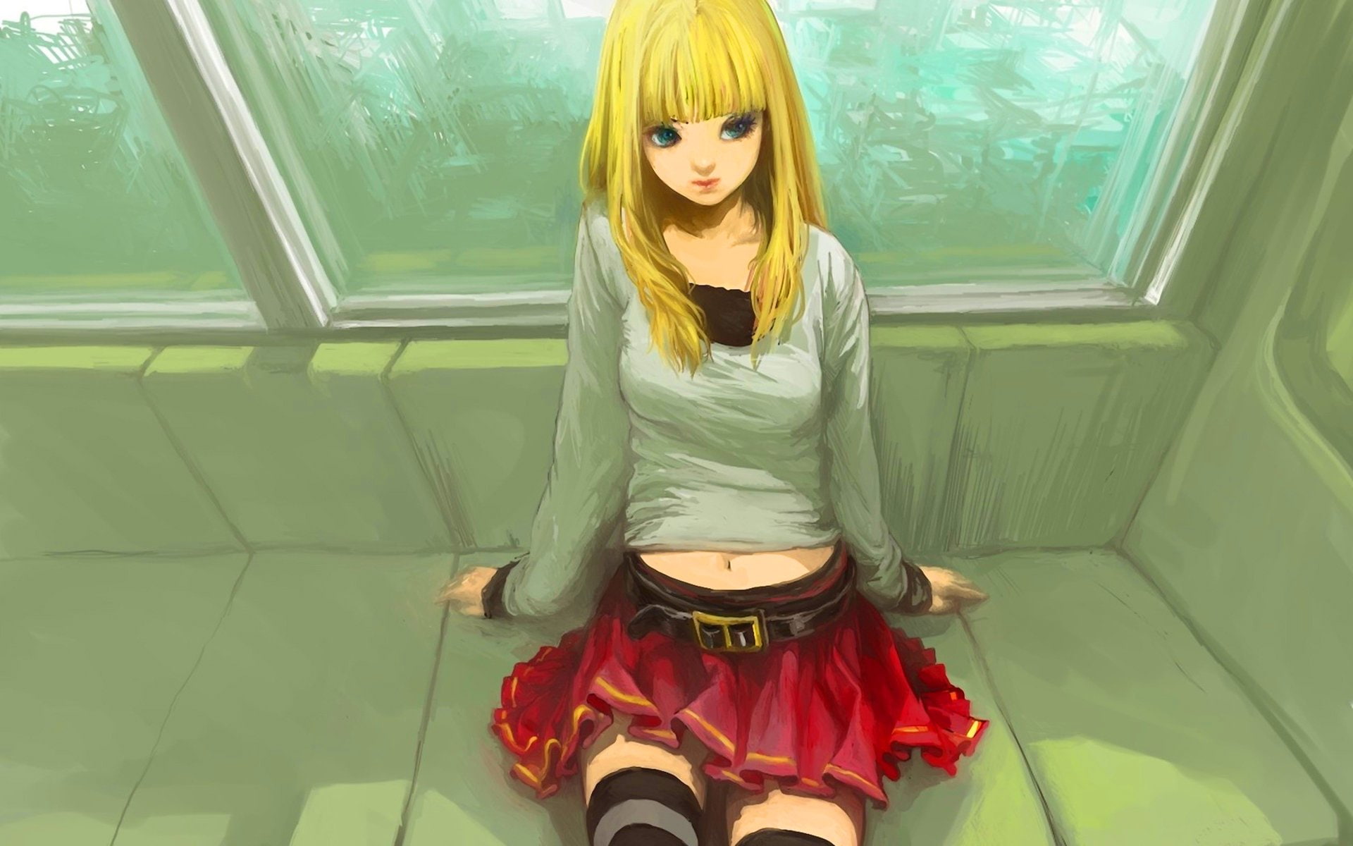 manga, chica, anime, 1080P, rubia, HD Wallpaper