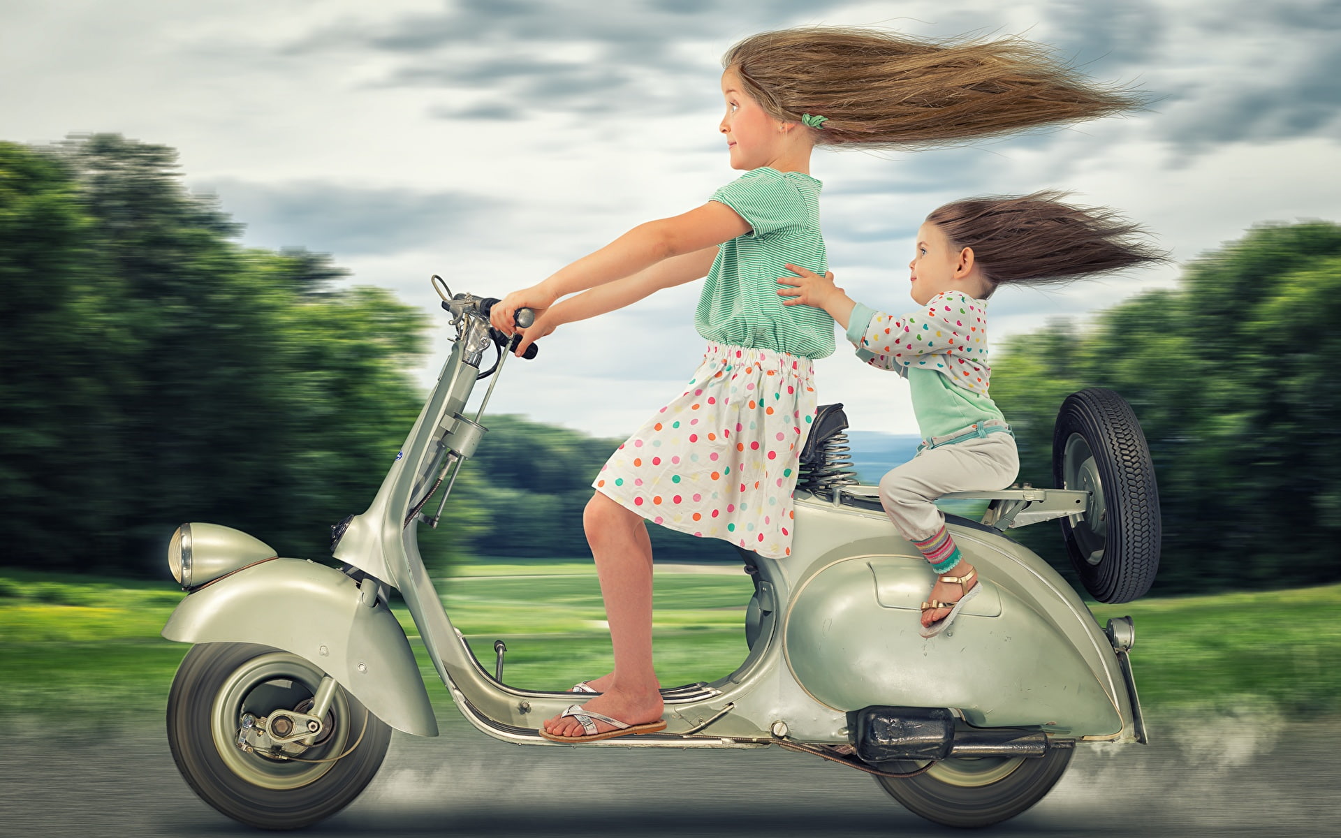 abstracto, chica, 1080P, moto, humor, velocidad, HD Wallpaper