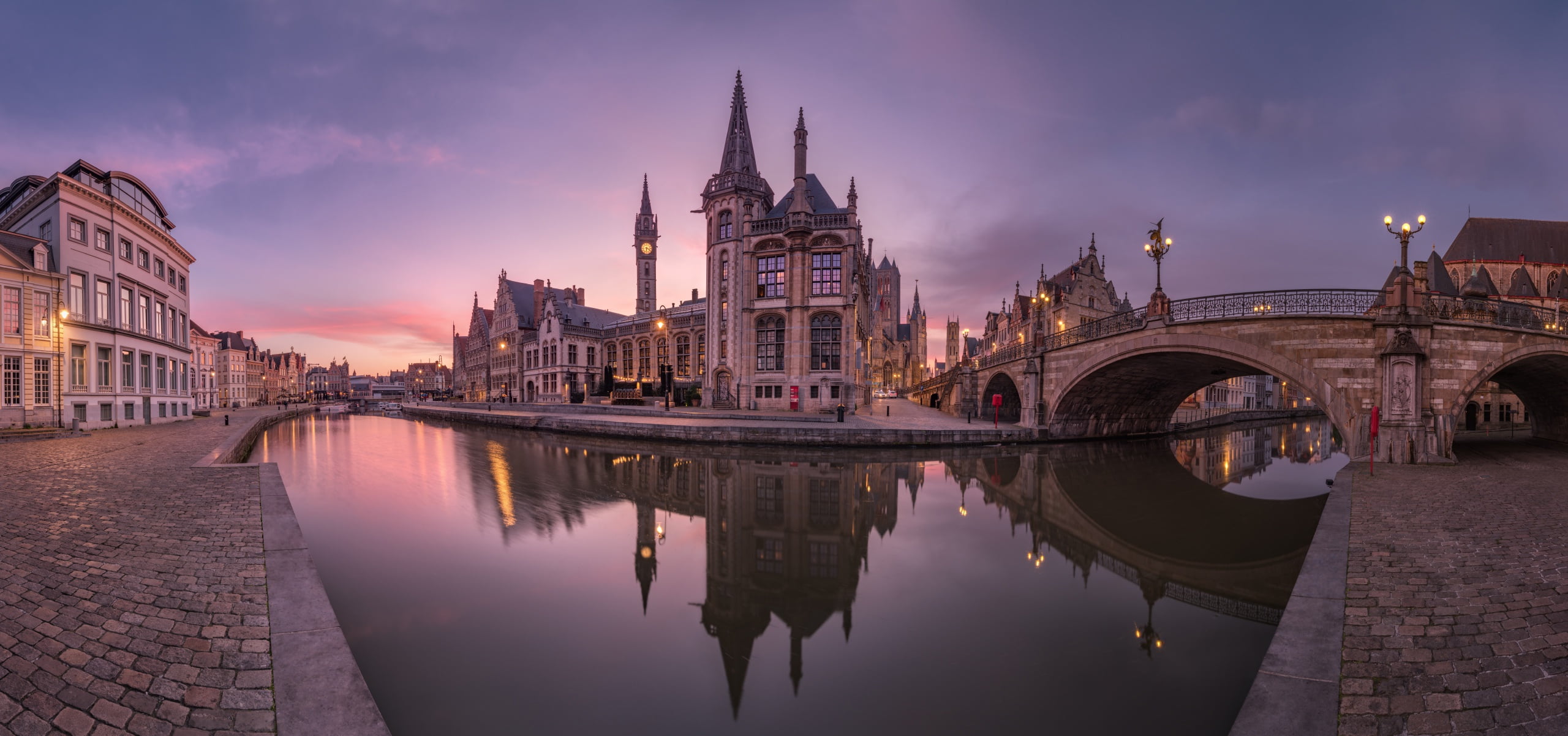 2K, city, cityscape, water, Belgium, reflection, Gent, HD Wallpaper