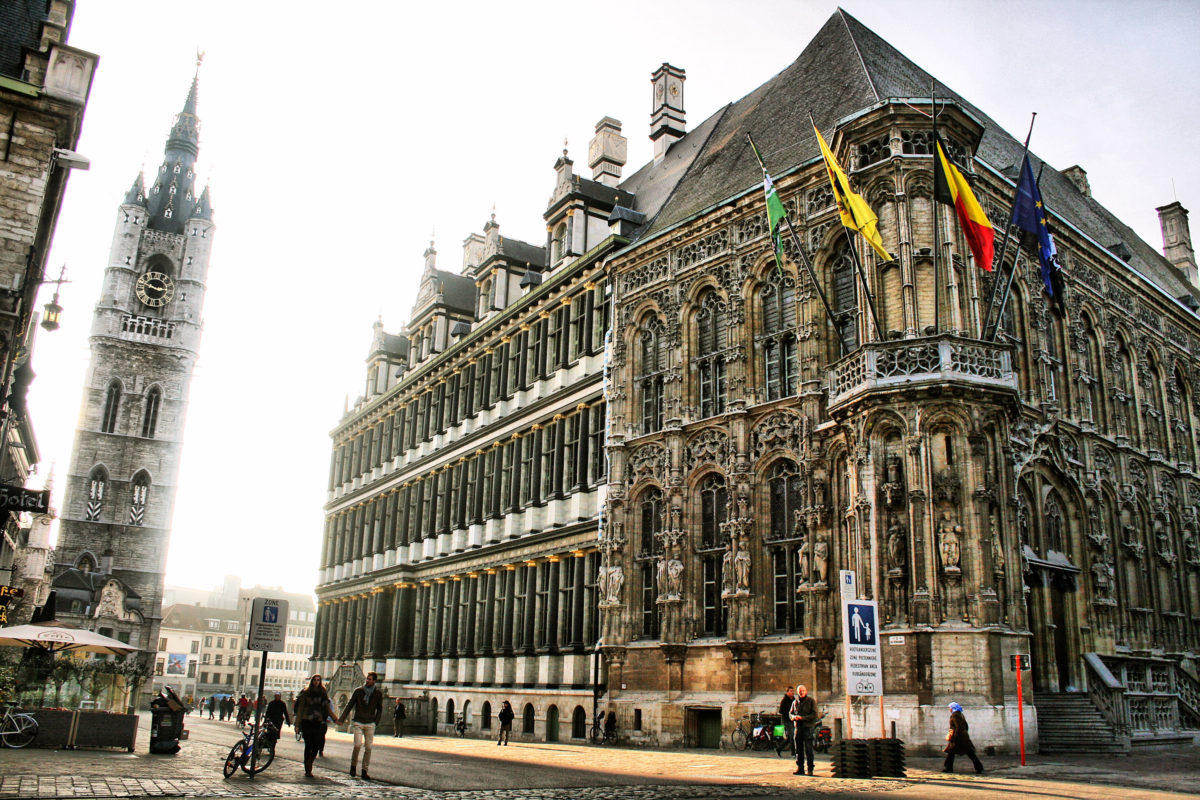 history, 4K, real people, women, cities, group of people, gent, ghent, lifestyles, urban landscape, the past, sky, architectural column, travel destinations, HD Wallpaper