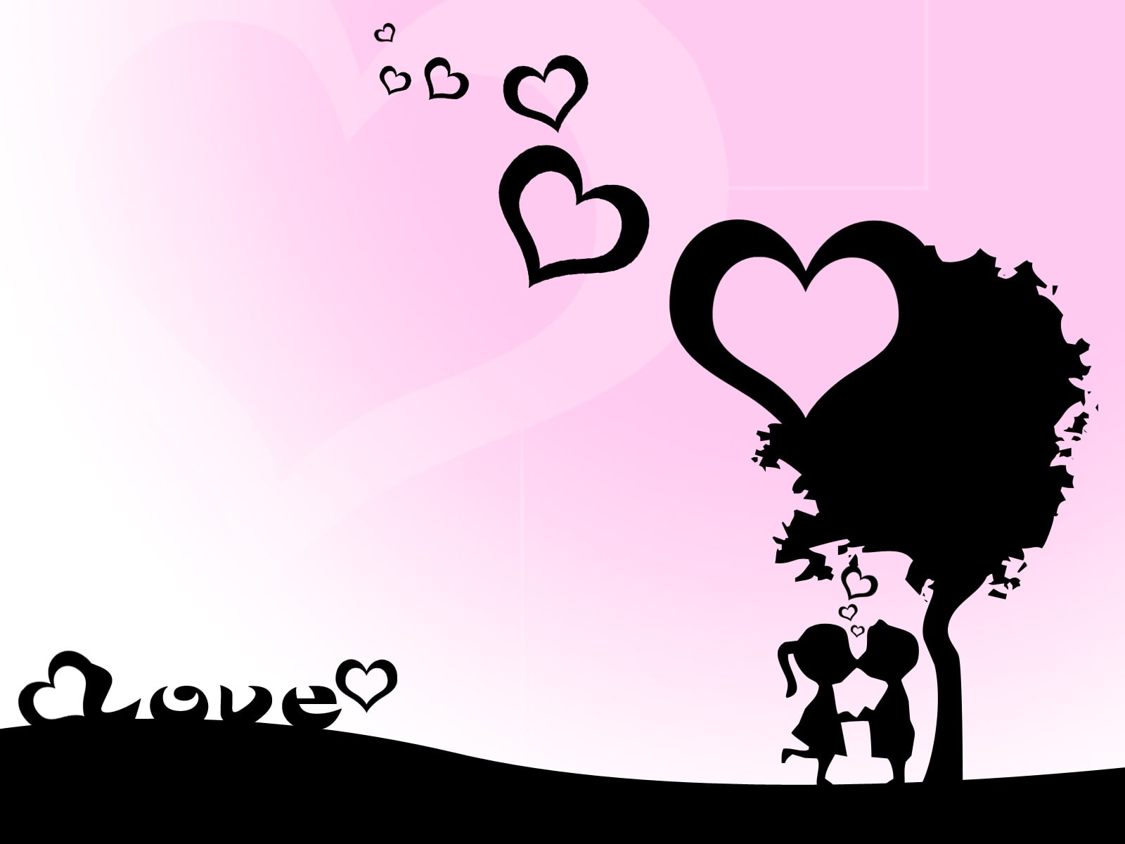amor, corazones, 720P, beso, arbol, HD Wallpaper
