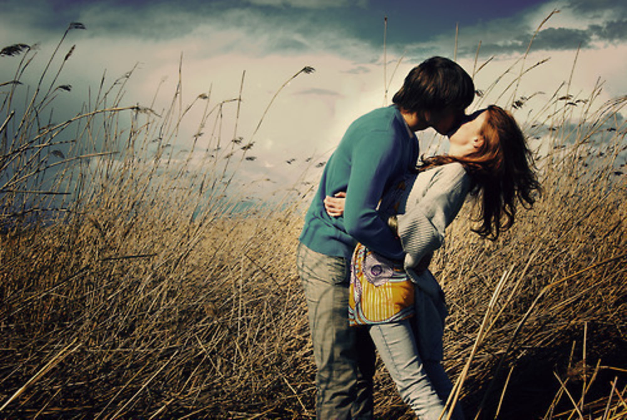 amor, naturaleza, 1080P, hierbas, beso, HD Wallpaper