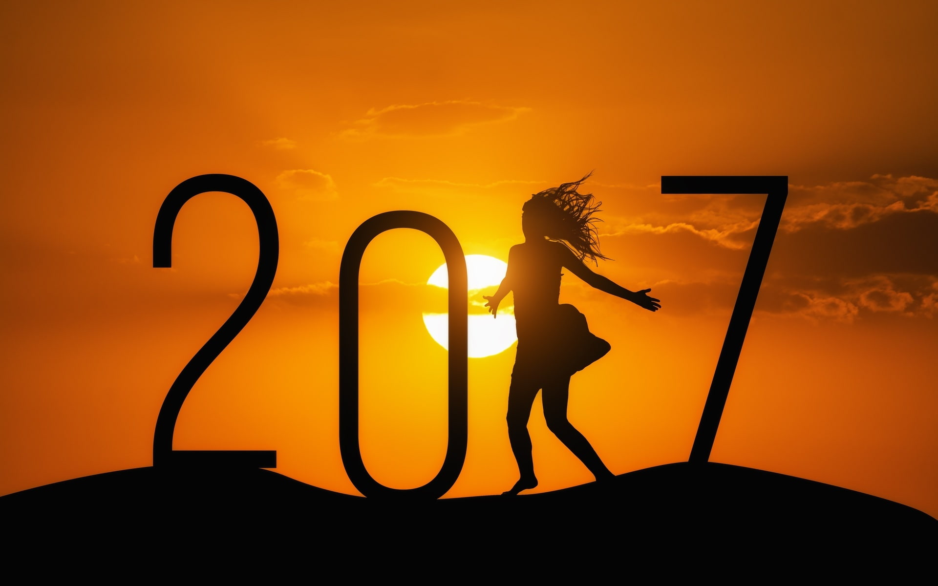 bailando, 1080P, 2017, mujer, feliz, silueta, HD Wallpaper