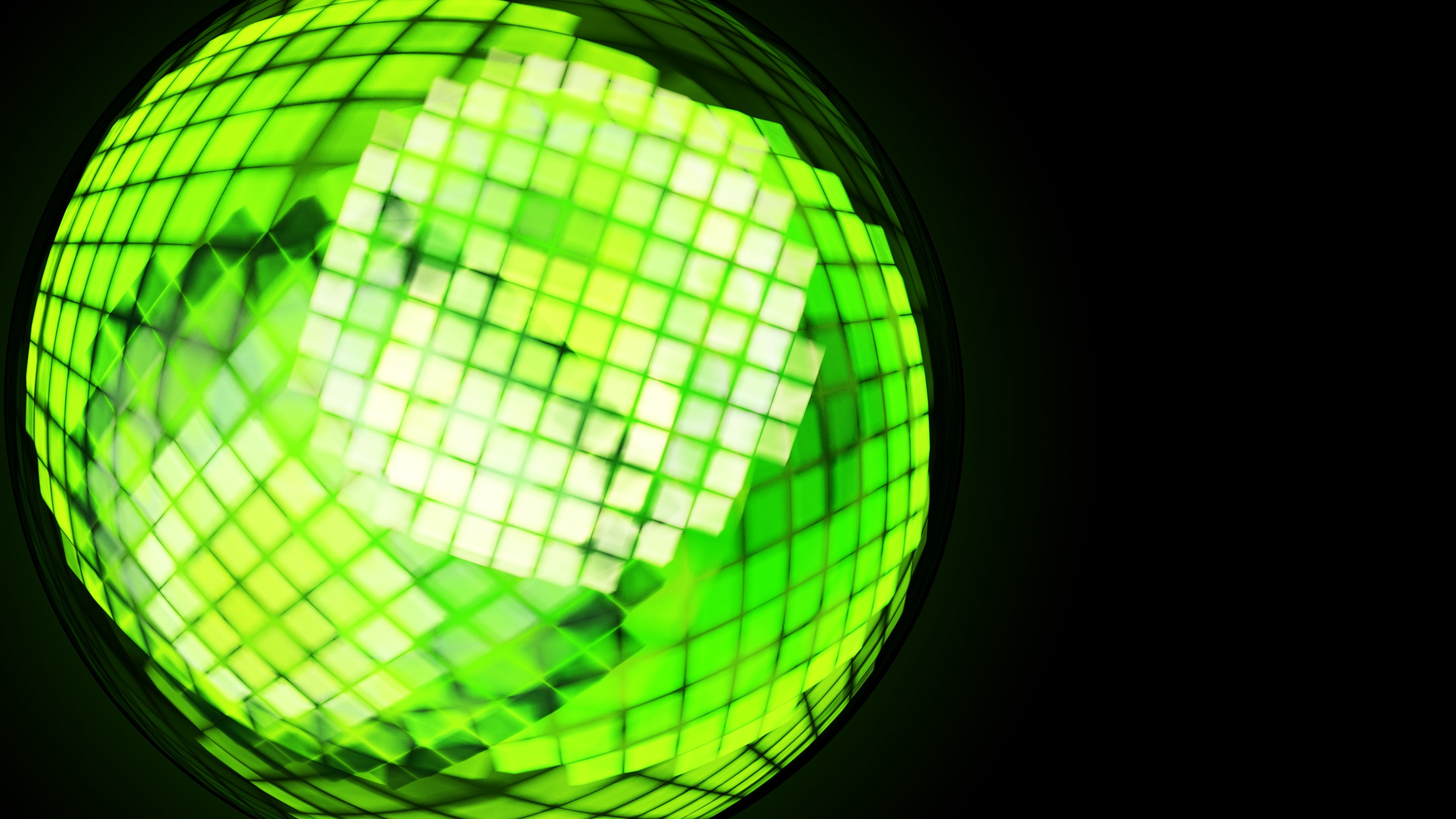 motion, nightclub, lighting equipment, brightly lit, green color, geometric shape, black background, close-up, single object, bright, leisure activity, HD Wallpaper