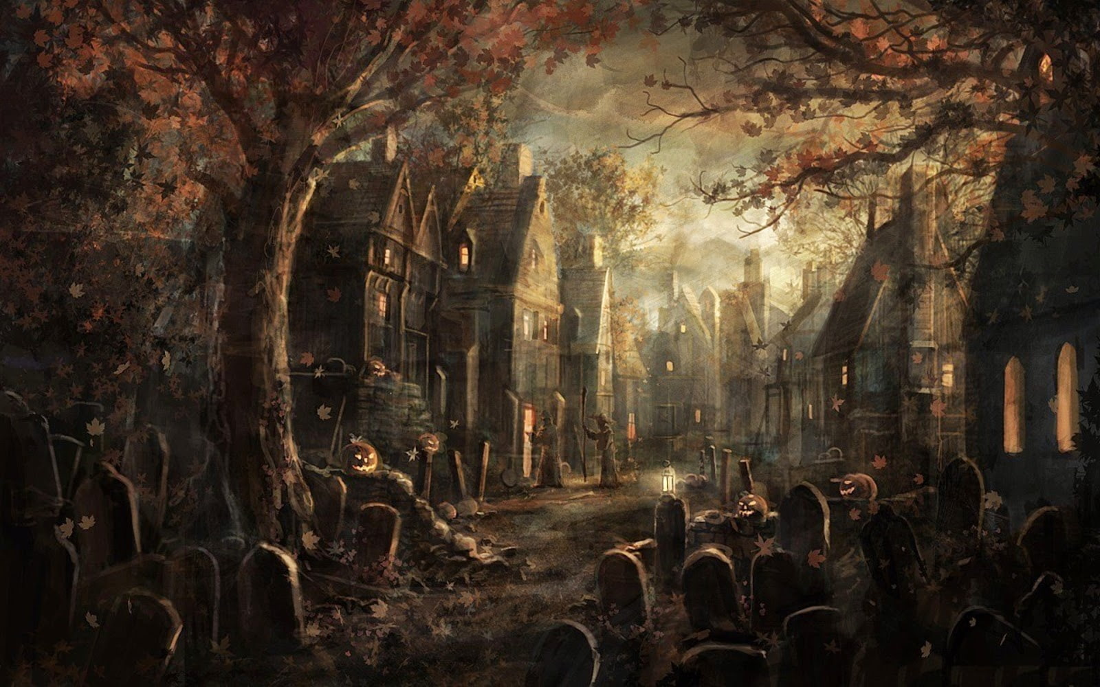 halloween, 720P, cementerio, noche, HD Wallpaper
