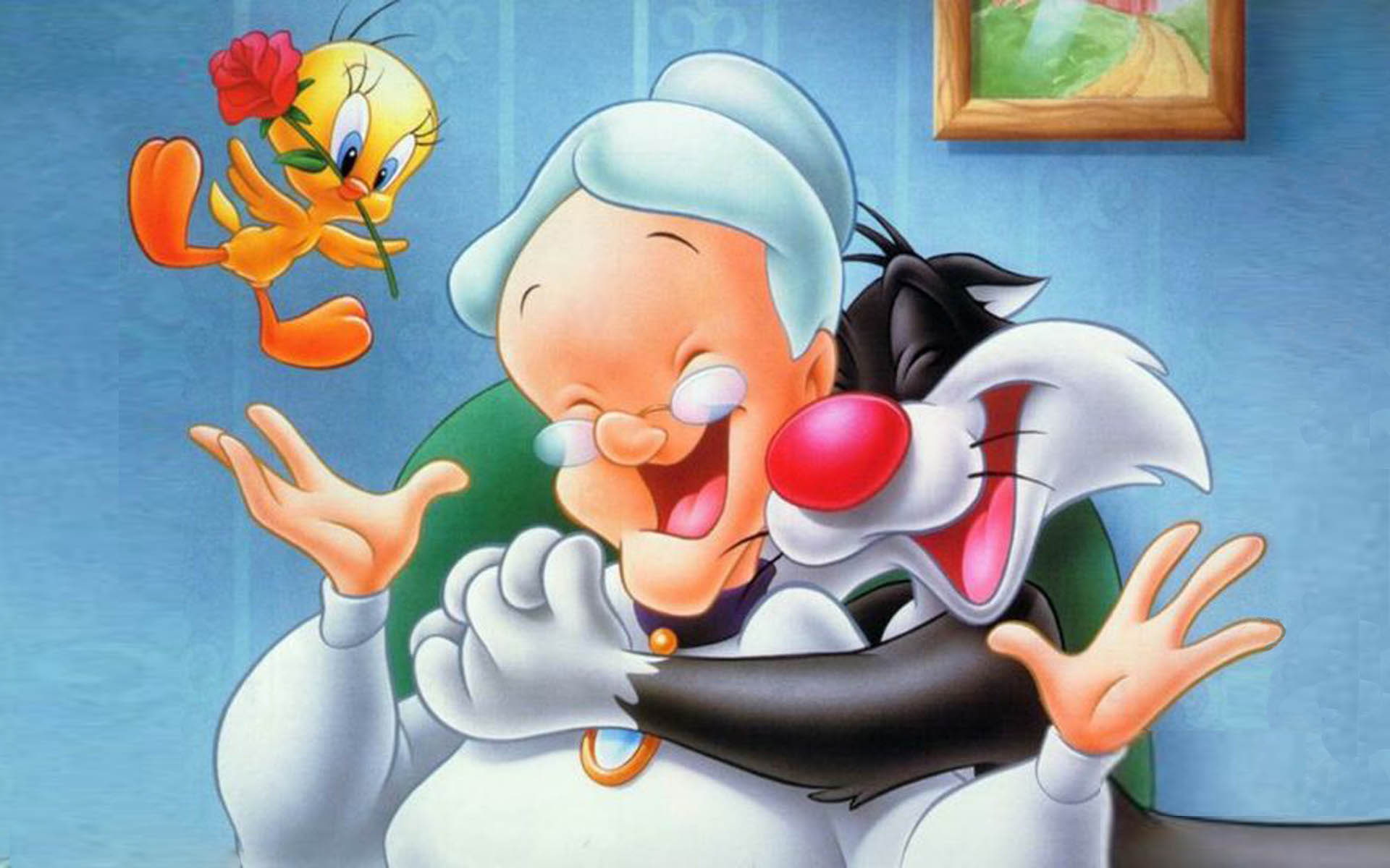 hd, cat, 1080P, looney, sylvester, desktop, tweety, tunes, bird, HD Wallpaper