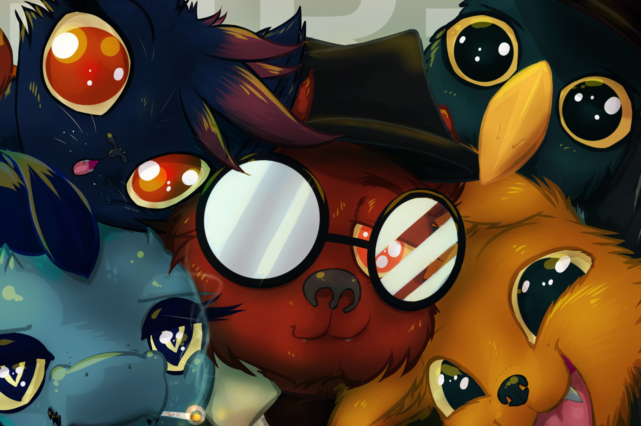 glasses, video games, cat, birds, 1080P, bears, night in the woods, fox, crocodiles, HD Wallpaper