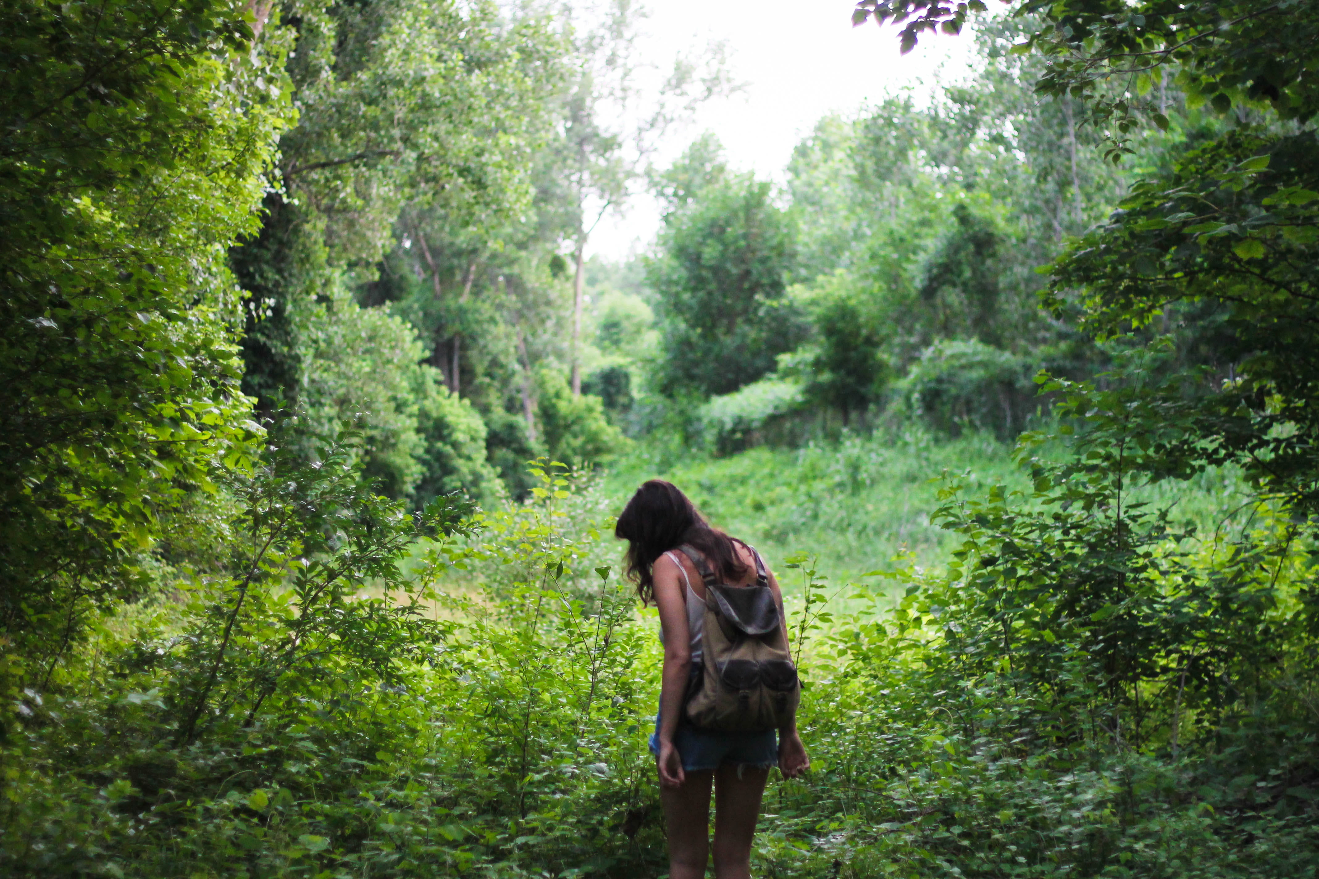 forest, brown, young Women, real people, nature, 4K, standing, black, daytime, jungle, three quarter length, woodland, one woman only, growth, color Image, HD Wallpaper