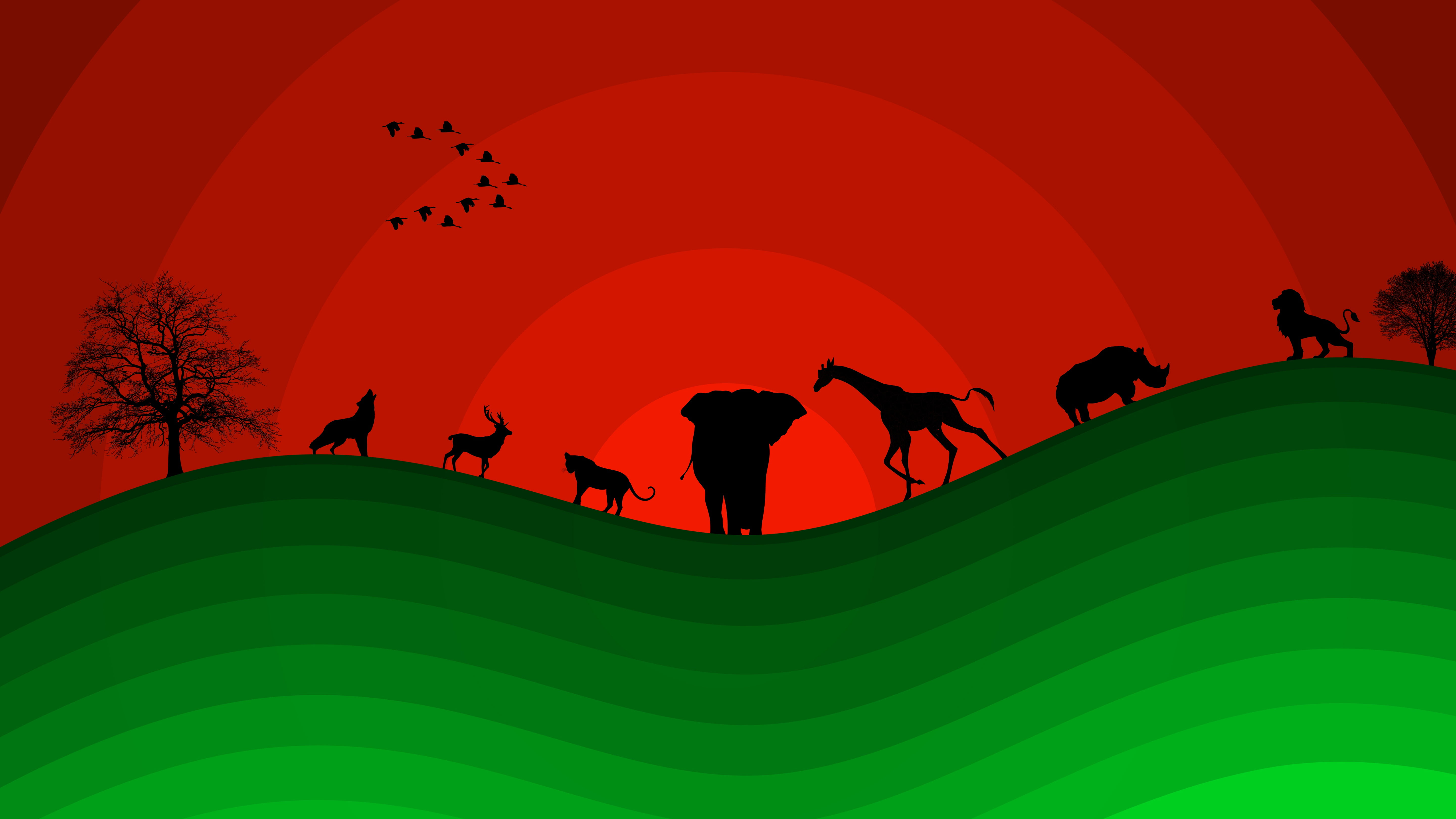 Artistic, Rhino, Wolf, Animal, Giraffe, 5K, Lion, Minimalist, Elephant, Deer, HD Wallpaper
