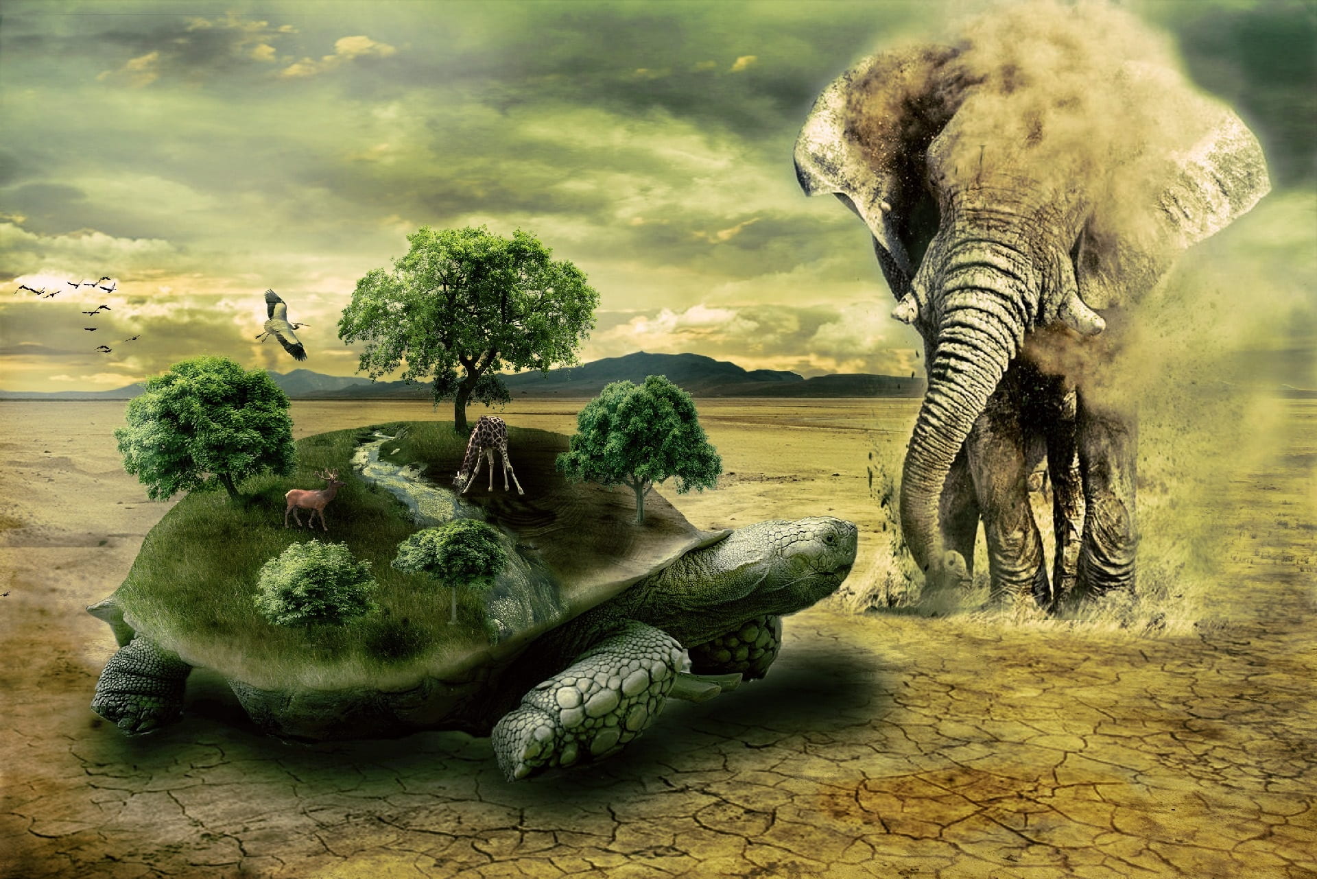 animals in the wild, grasses, outdoors, edited, no people, group of animals, tree, beauty in nature, body, safari, turtle, sand, photo, wild, trees, african elephant, HD Wallpaper