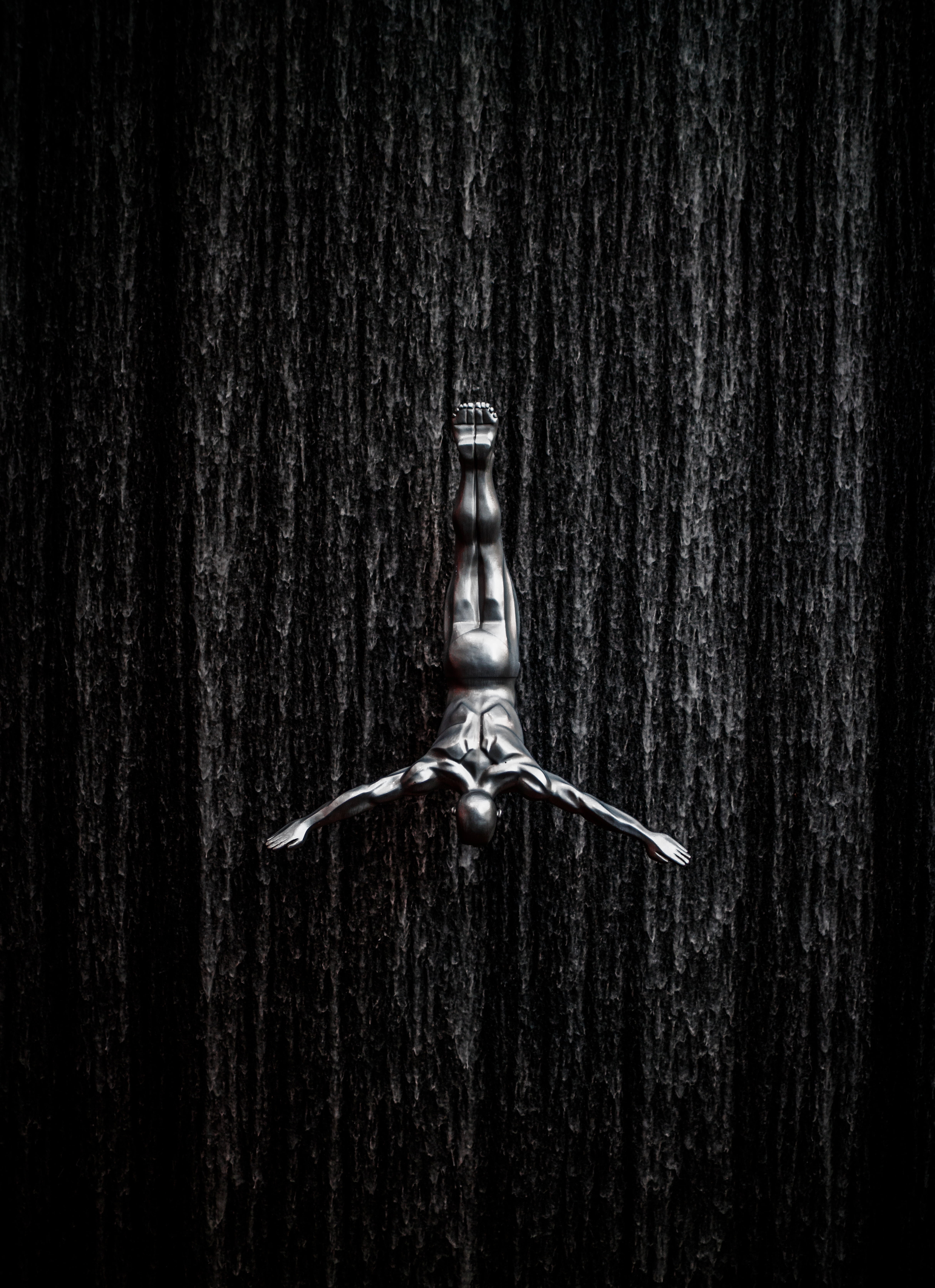 dark, aggression, metal, representation, no people, textured, human representation, indoors, spirituality, strength, full length, nature, statue, studio shot, Phone HD Wallpaper