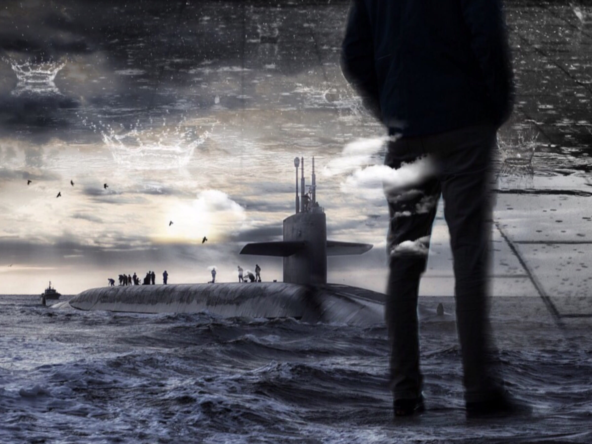 weather, war, harmony, architecture, water, atmosphere, nature, walking, mood, clouds, poster, forward, men, manschaft, wave, large, 1080P, silhouette, HD Wallpaper