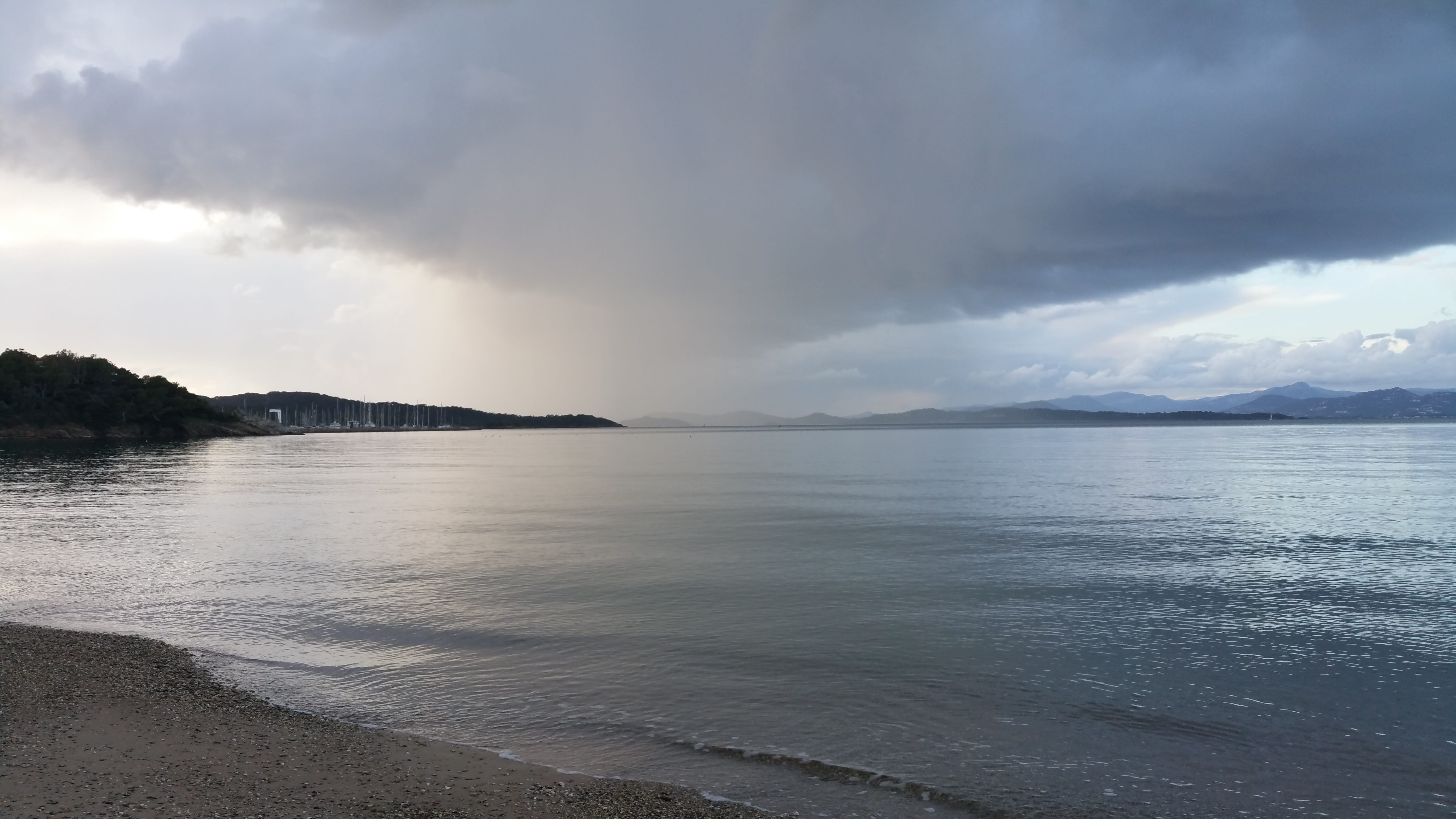 tranquility, coastline, Sea, nature, Downpour, 5K, storm, no people, sky, land, dramatic sky, idyllic, beach, scenics, outdoors, tranquil scene, cloud - sky, HD Wallpaper
