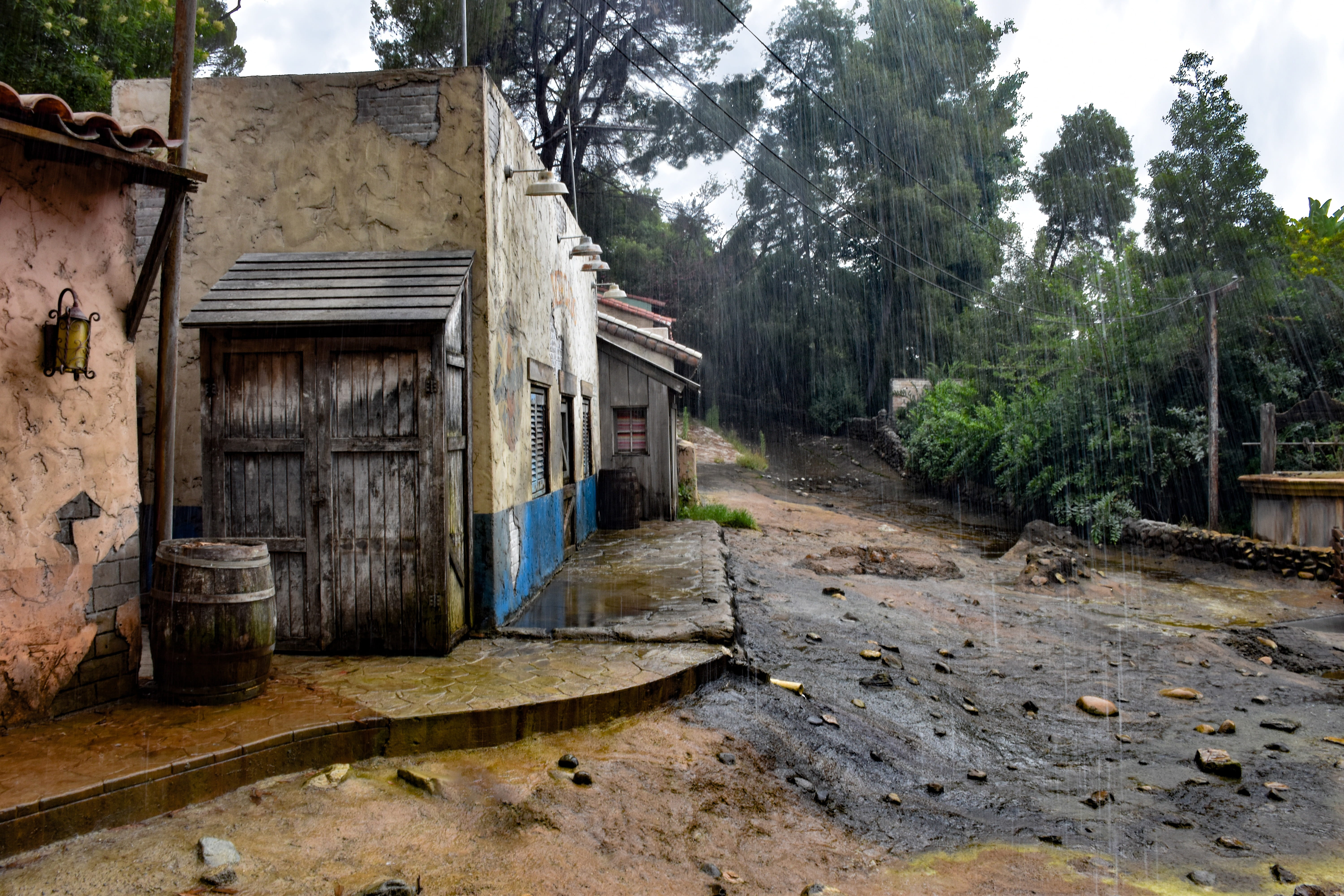 staircase, village, day, residential district, lane, no people, downpour, 5K, forest, old, abandoned, land, nature, rain, flood, built structure, drop, HD Wallpaper