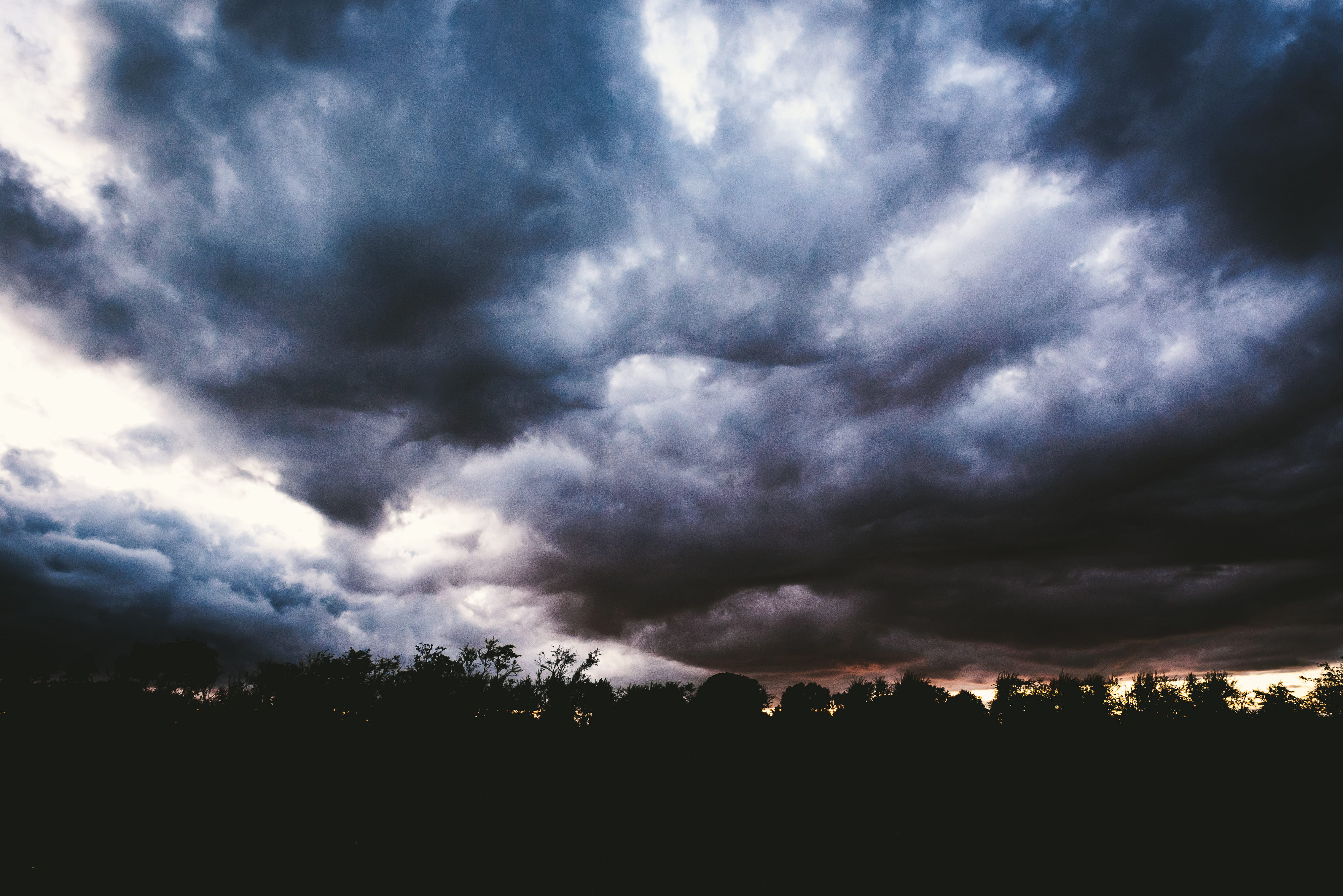 dramatic Sky, overcast, landscape, dark, no people, tranquility, field, 4K, scenics, outdoors, storm, forest, nature, cloud - Sky, thunderstorm, moody Sky, HD Wallpaper