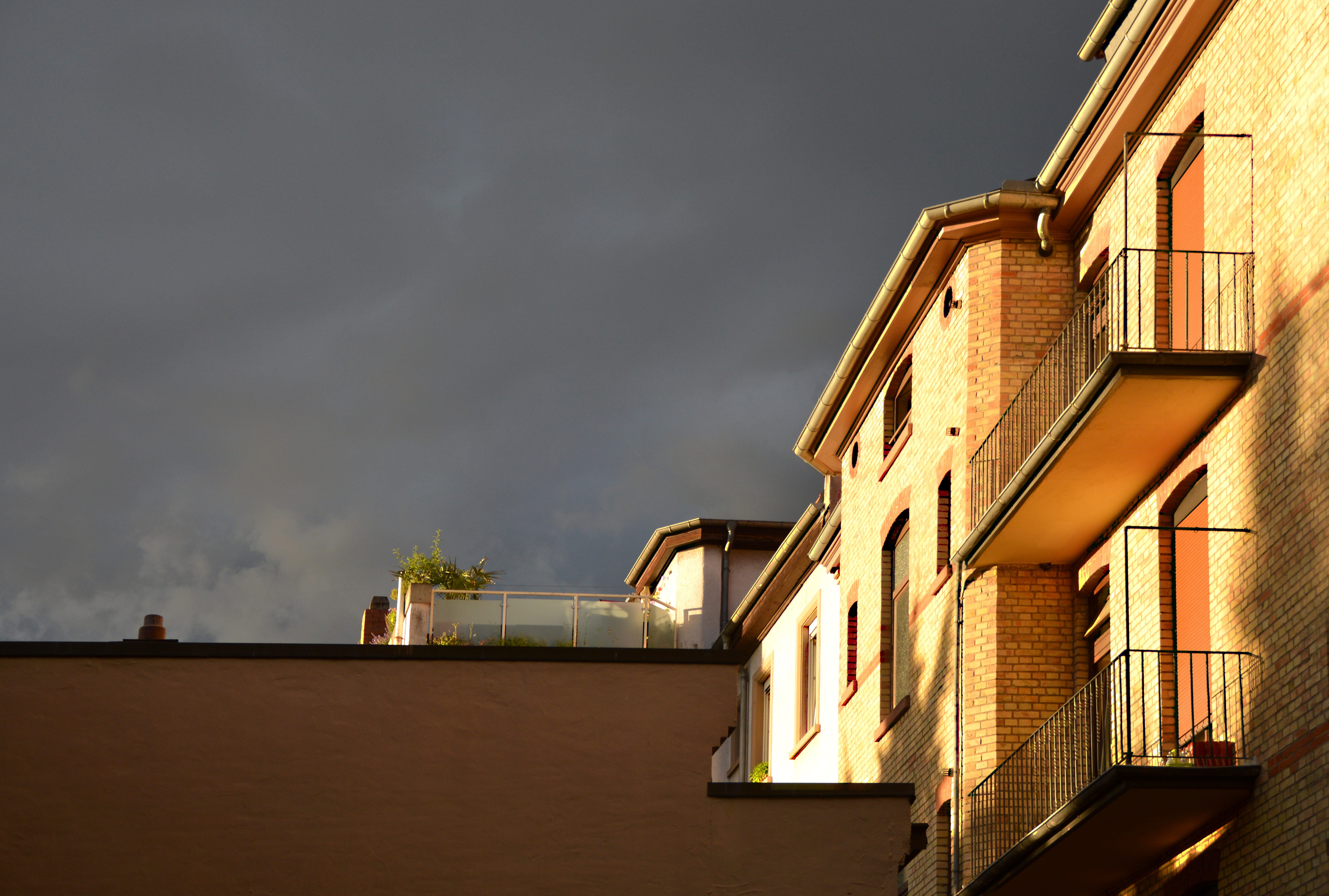 city, rainbow, outdoors, sky, Thunderstorm, weststadt, Mood, evening, Evening, mystical, building exterior, residential district, storm, nature, color, HD Wallpaper