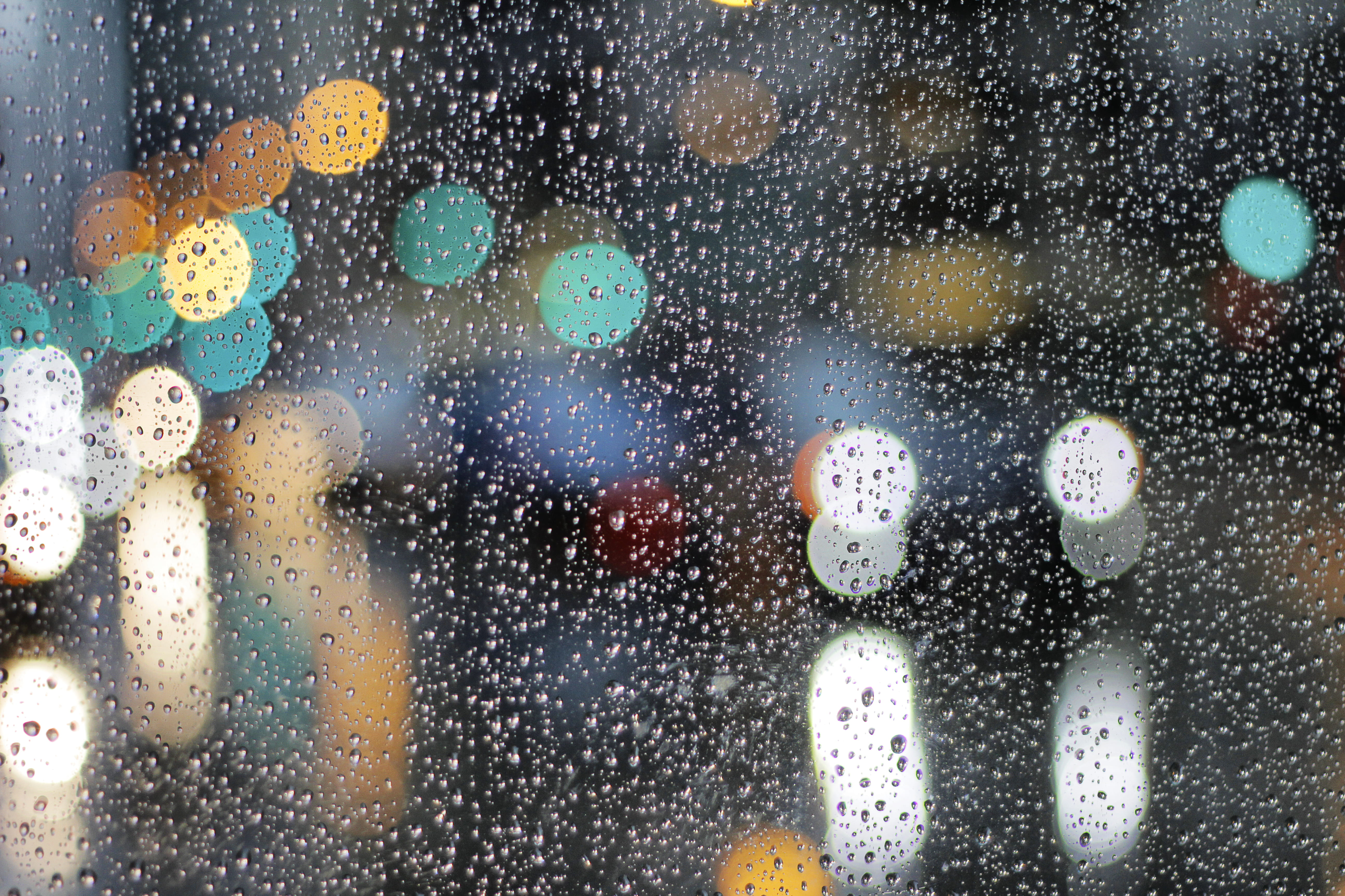 window, drop, lights, indoors, lens flare, macro, wet, city, rain, droplets, drops, transportation, no people, blue, full frame, nature, urban, close-up, HD Wallpaper