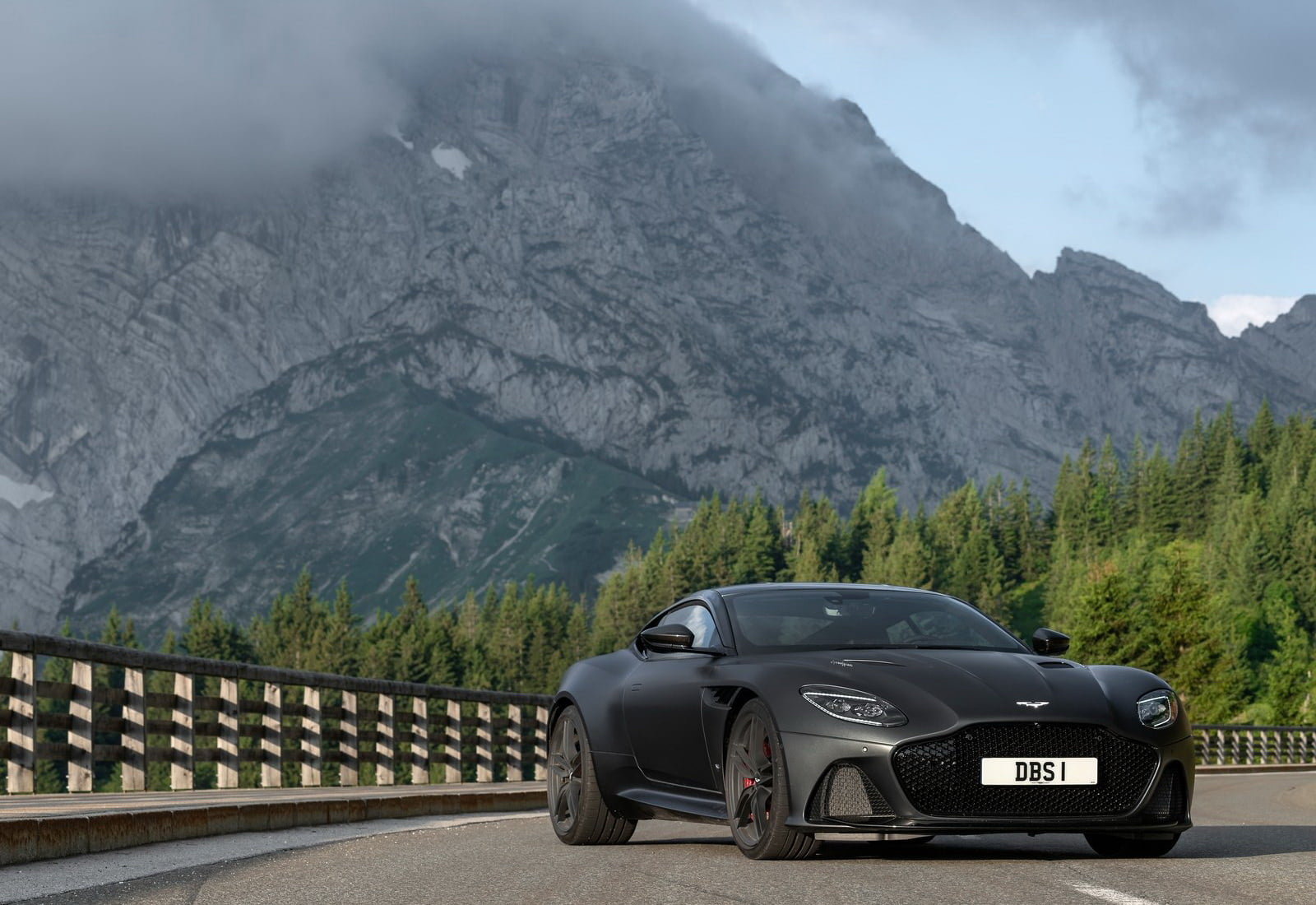 land vehicle, non-urban scene, plant, car, luxury, dbs, road trip, (2019), martin, no people, superleggera, aston, day, grey, xenon, nature, 720P, mountain, HD Wallpaper