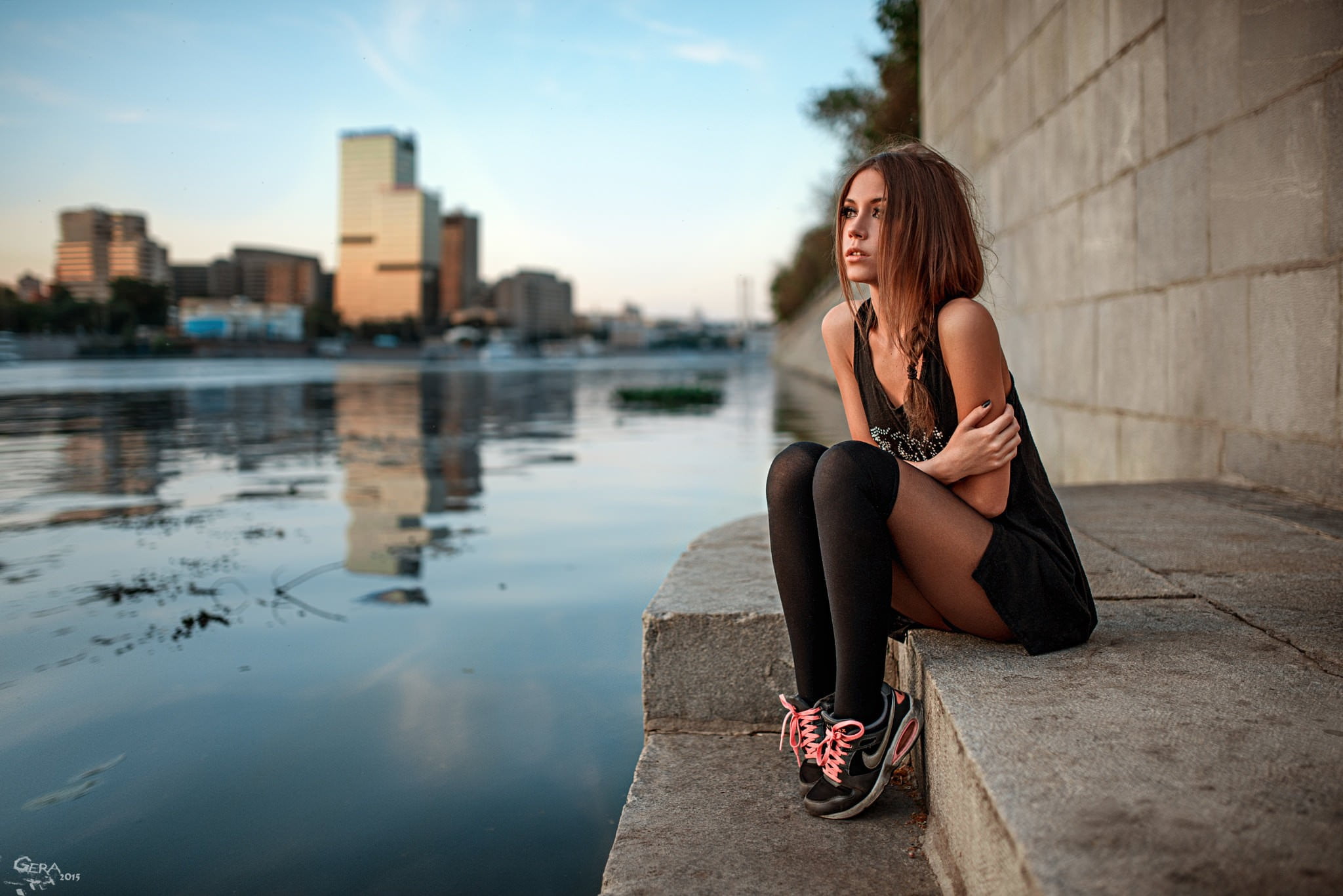 wearing, cute, top, brown Hair, healthy Lifestyle, cheerful, summer, women outdoors, young Women, beautiful woman, relaxation, body, resting, architecture, HD Wallpaper