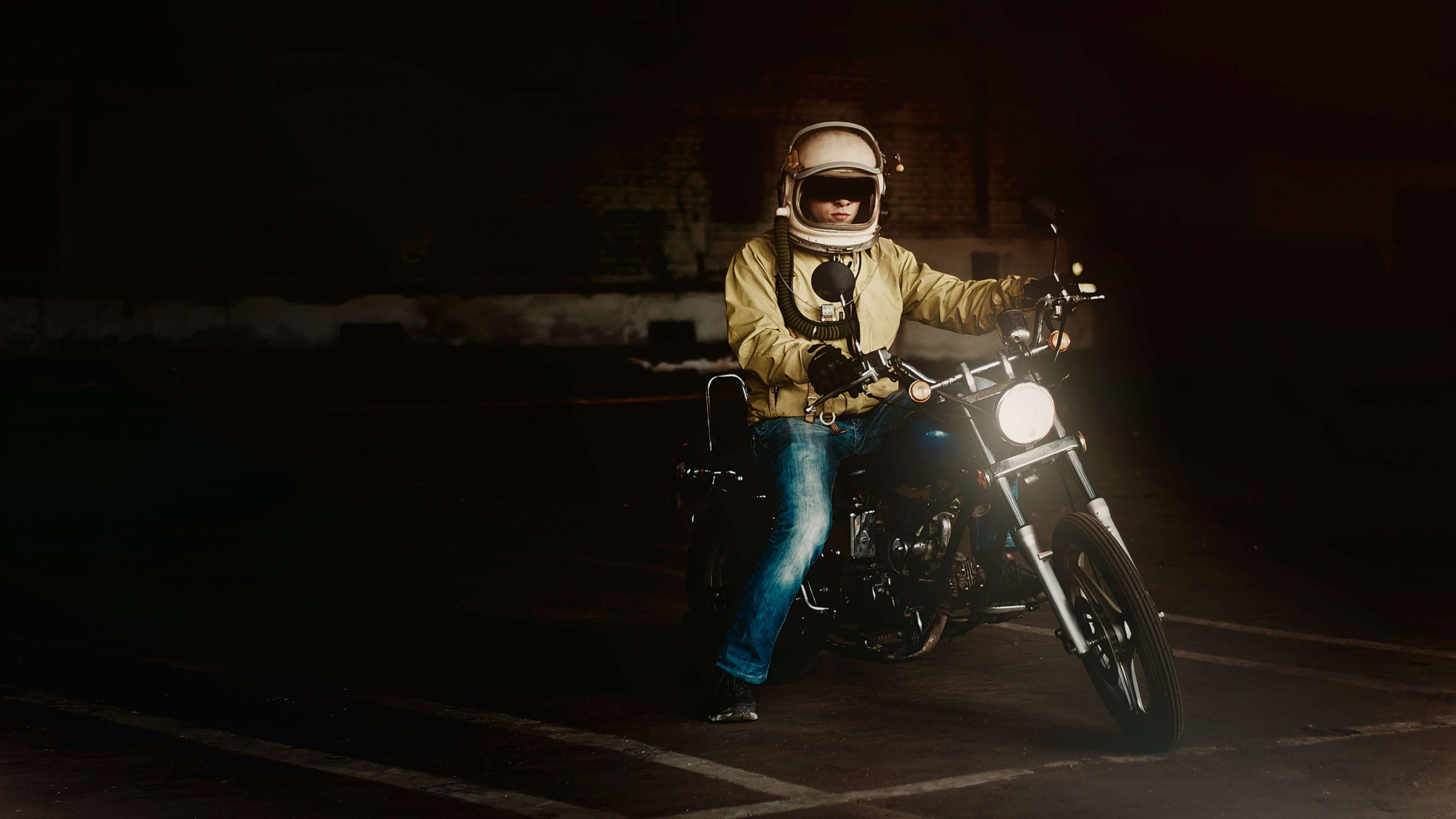 city, light, motorcycle, mode of transportation, biker, ride, clothing, road, full length, transport, transportation system, adult, action, young adult, HD Wallpaper