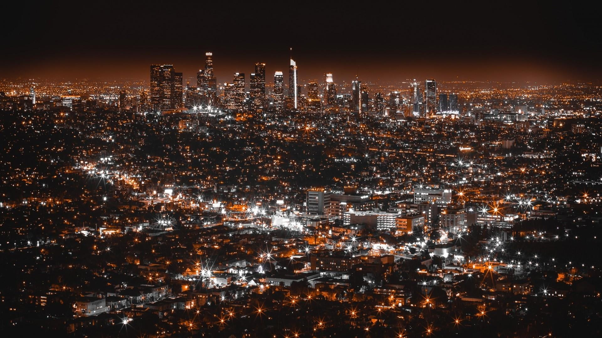 city, 1080P, built structure, water, urban skyline, skyscraper, city life, cityscape, metropolis, architecture, nature, building, metropolitan area, night, HD Wallpaper
