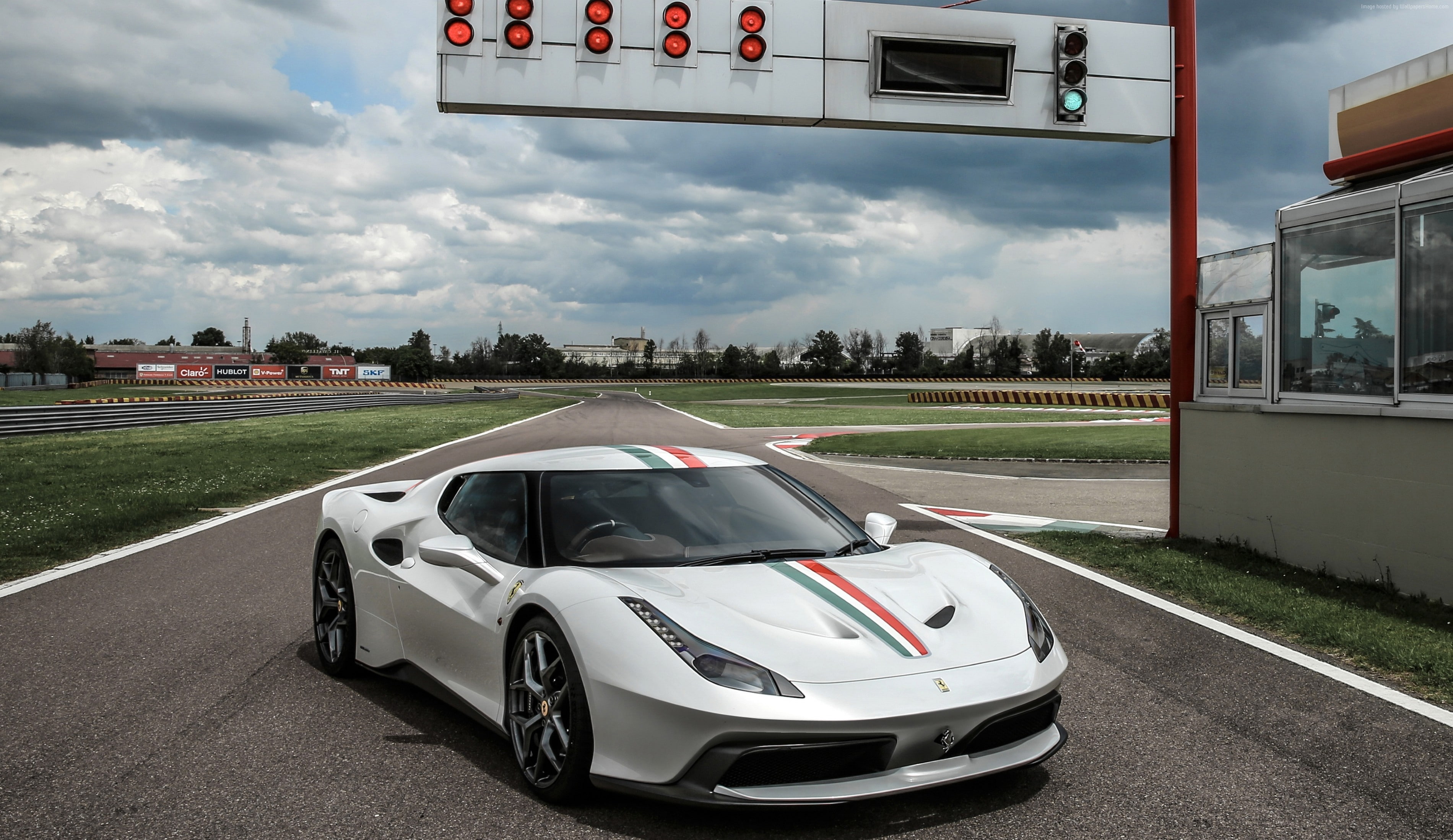 white, Ferrari 458 MM Speciale, sport car, 2K, HD Wallpaper