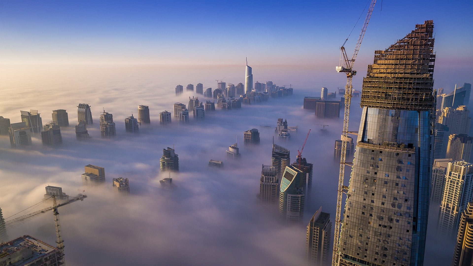 asia, metropolis, landmark, skyline, dawn, nature, development, tall - high, tower, tourist attraction, building exterior, travel destinations, mist, skyscraper, HD Wallpaper