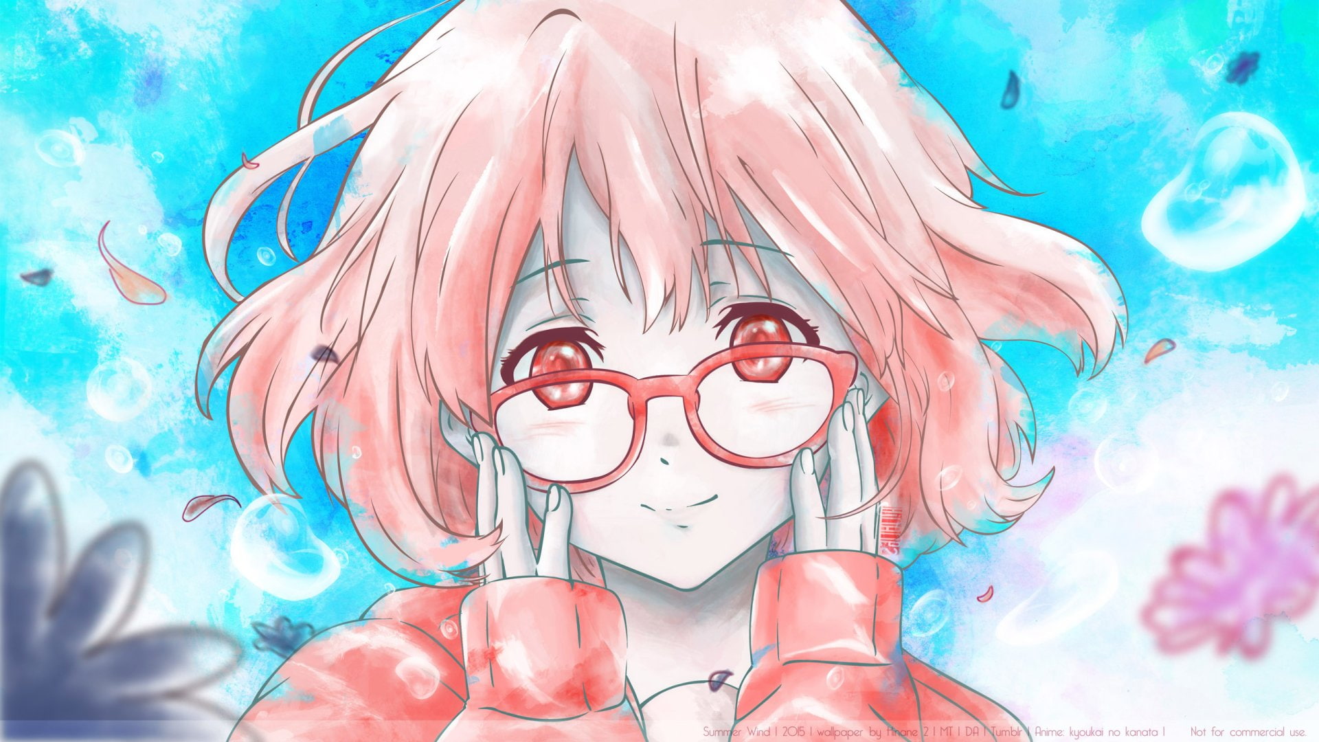 blue, Beyond the Boundary, sea, swimming pool, water, Mirai Kuriyama, front view, eyewear, nature, creativity, indoors, pink color, adult, representation, HD Wallpaper