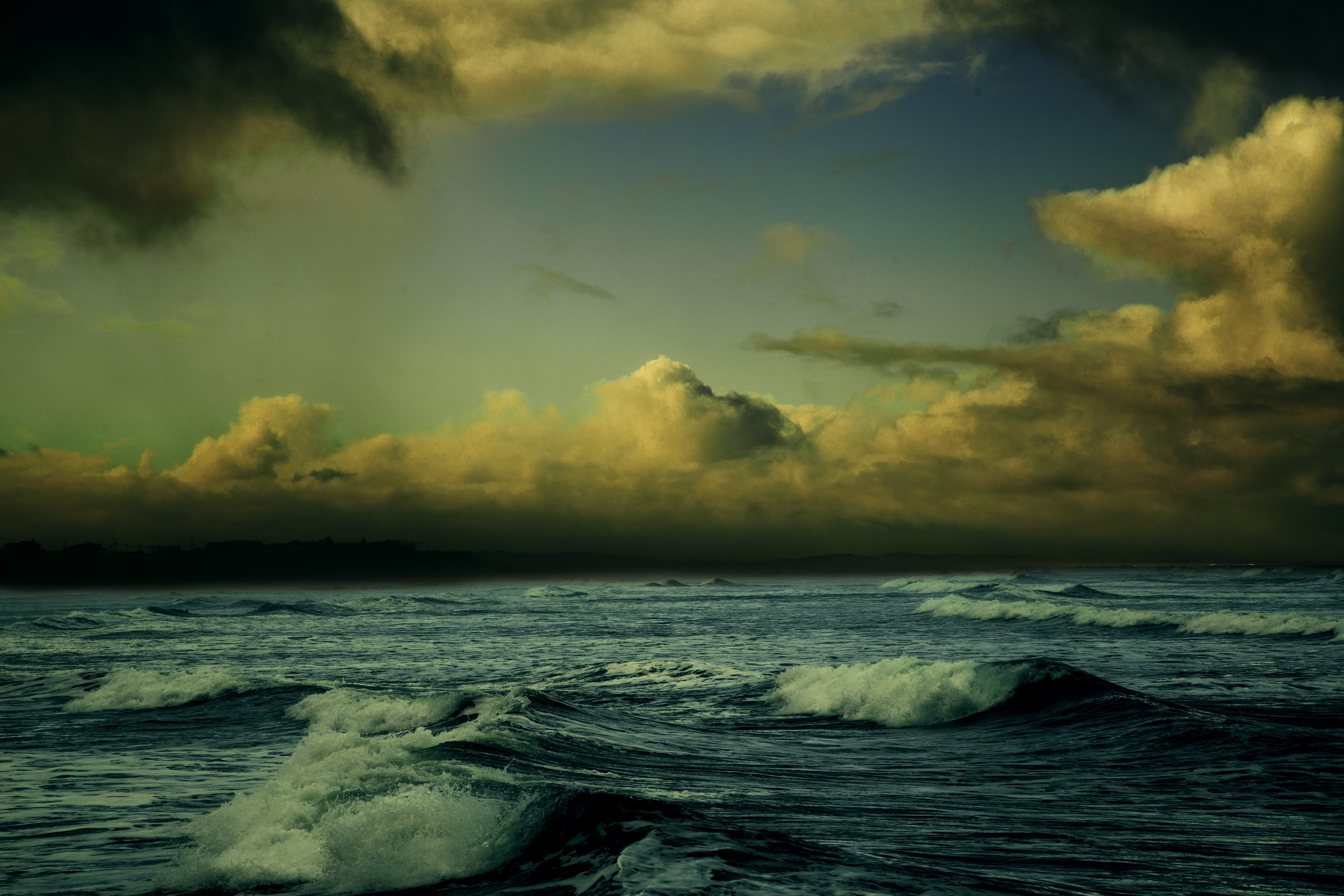 water, climate, cyclone, weather, scene, aquatic sport, power in nature, 5K, tropical, storm, no people, beach, nature, cloud - sky, ocean, scenics - nature, HD Wallpaper