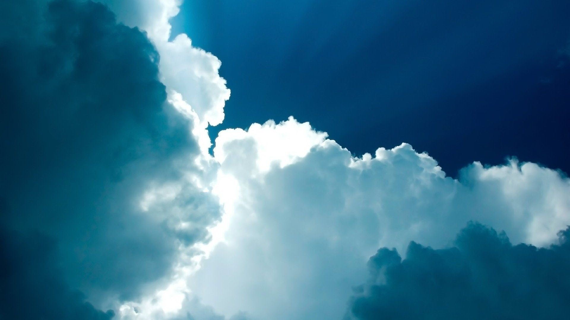 cloudscape, cloud - sky, overcast, scenics - nature, blue, low angle view, white, 1080P, no people, outdoors, environment, tranquility, clouds, bright, HD Wallpaper