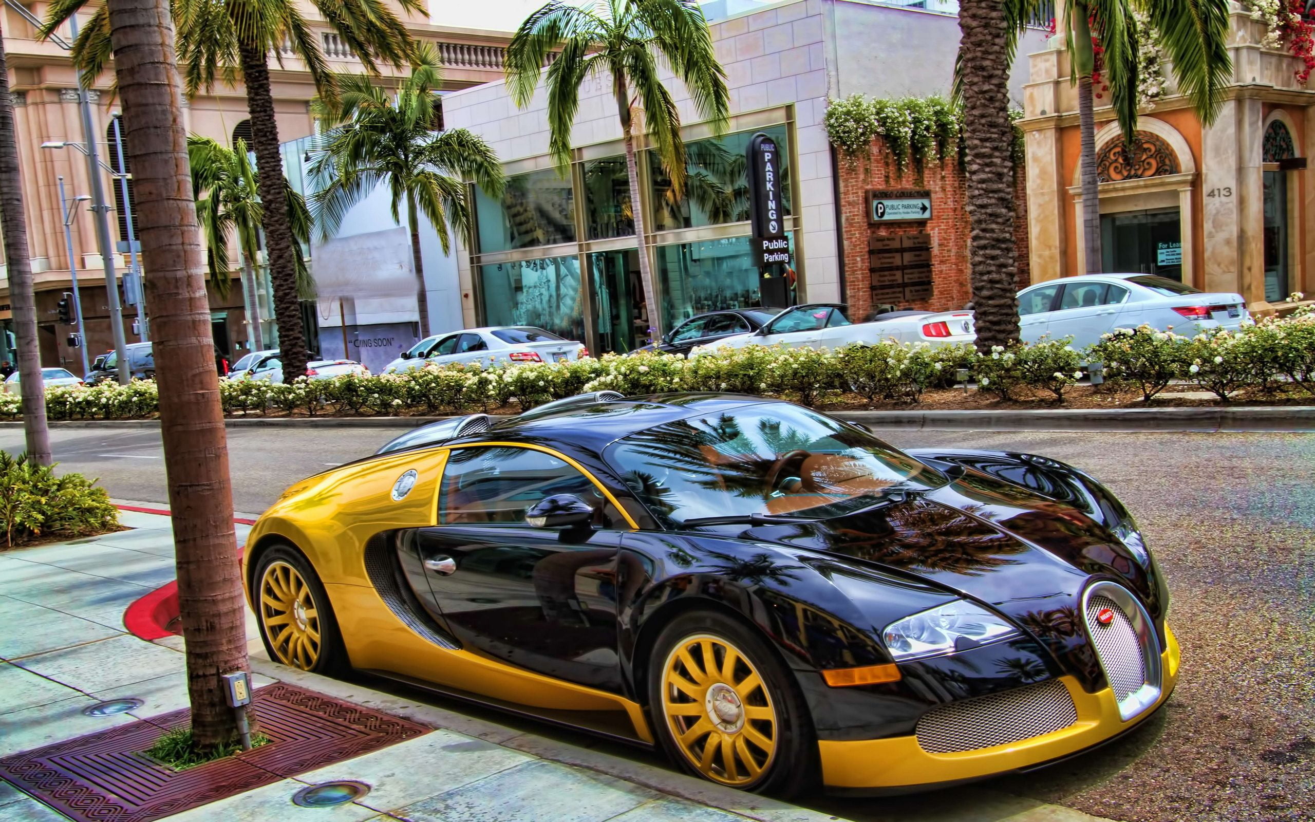 land vehicle, pakzaad, city, car, 2K, built structure, luxury, day, veyron, transportation, mode of transportation, yellow, motor vehicle, street, bijan, HD Wallpaper
