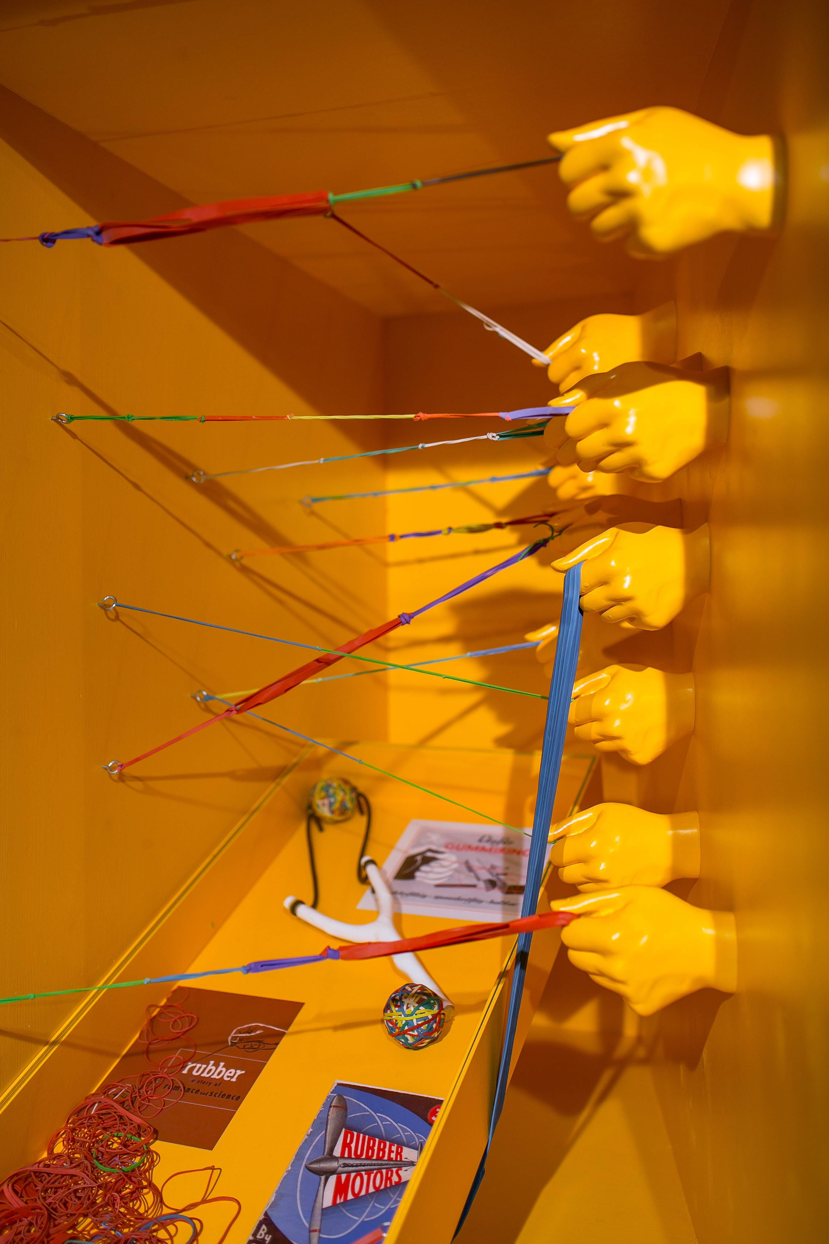 multi colored, rubber bands, illuminated, bands, human representation, ceiling, healthcare and medicine, close-up, hands, science, equipment, architecture, Phone HD Wallpaper