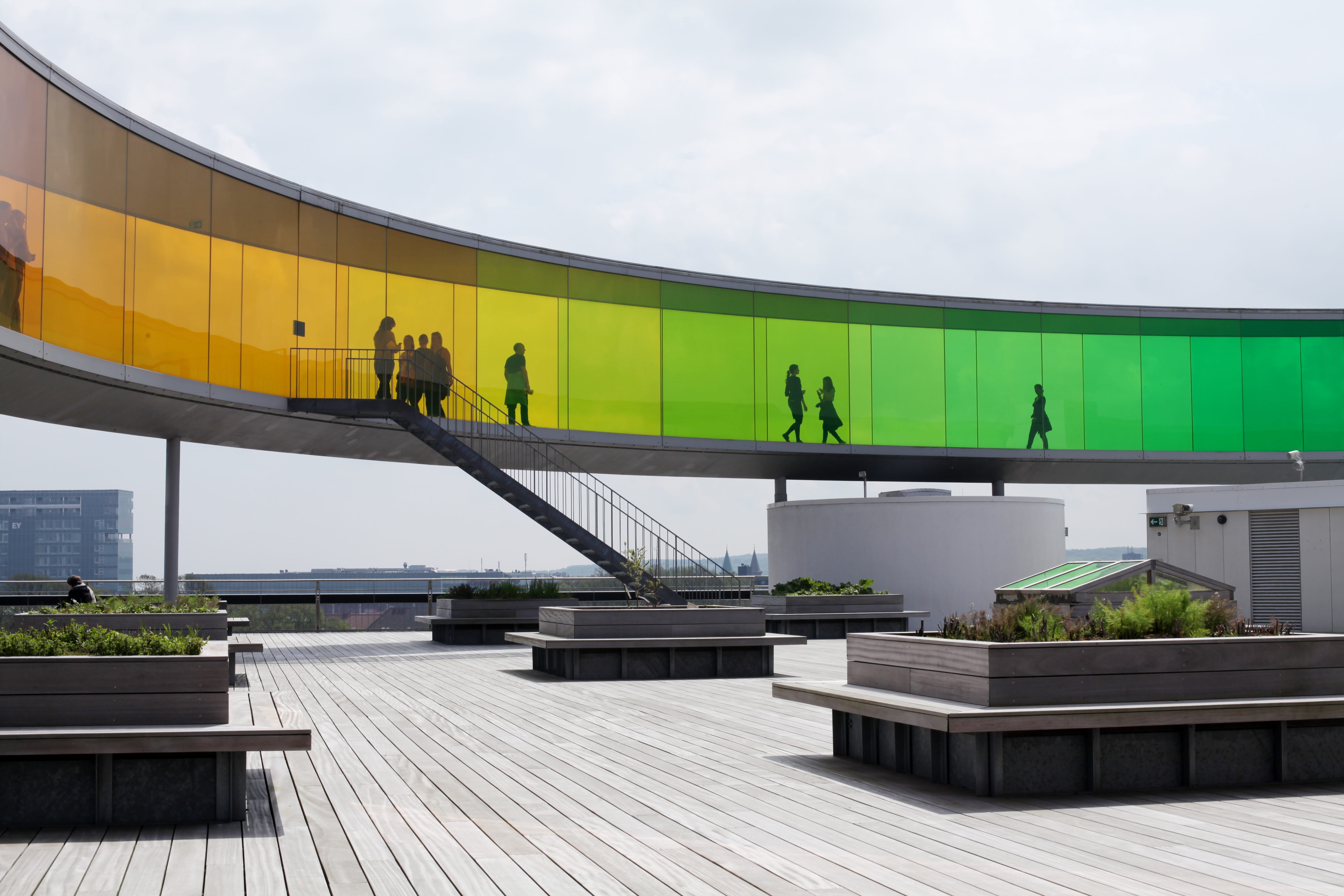 built structure, ring, flatly, city, building exterior, roof, 5K, accessible, 42 colors, outdoors, transportation, rainbow, tourism, olafur eliasson, light installation, HD Wallpaper