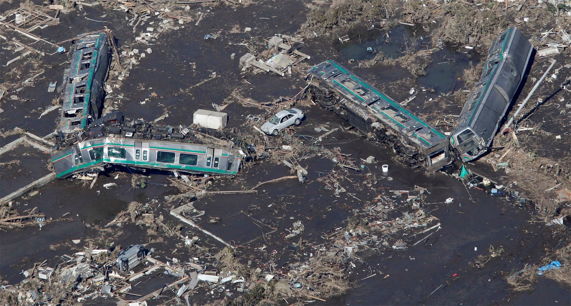 day, demolished, high angle view, nature, architecture, environment, destruction, water, Tsunami, city, nautical vessel, aerial view, air vehicle, industry, HD Wallpaper