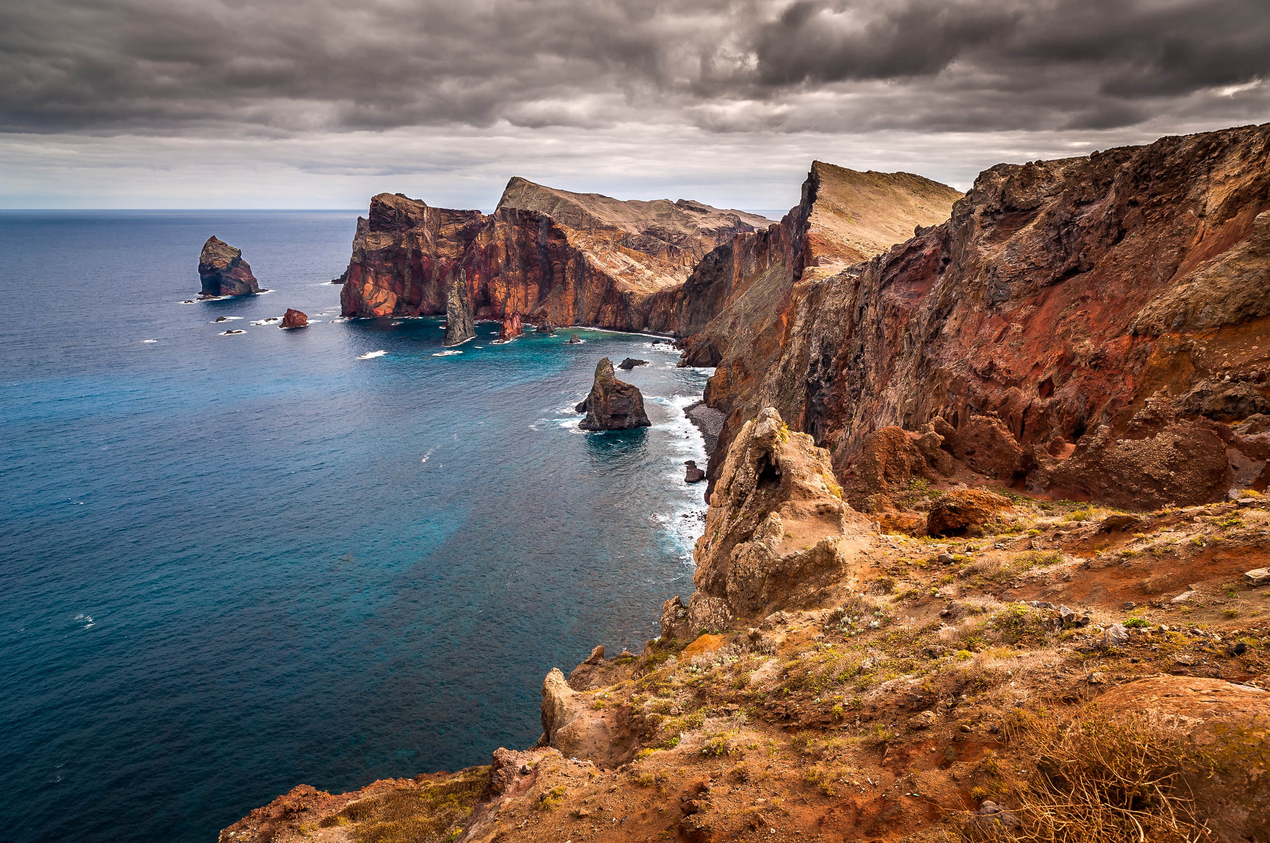 solid, beauty In Nature, no People, wave, algarve, scenics - nature, europe, cliff, formation, clouds, open, land, travel, waters Edge, atlantic Ocean, HD Wallpaper