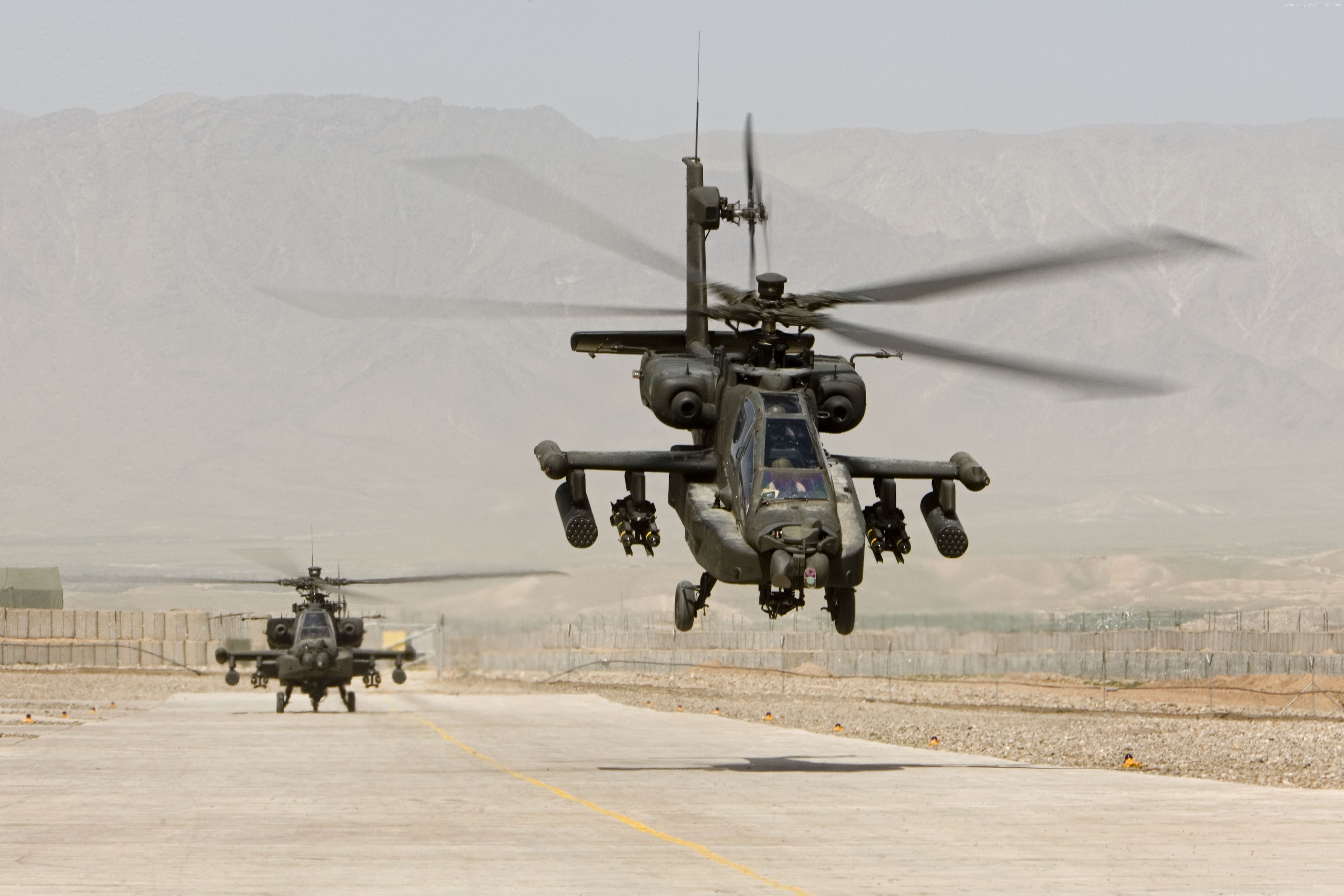 U.S. Air Force, US Army, attack helicopter, AH-64, Apache, 4K, HD Wallpaper