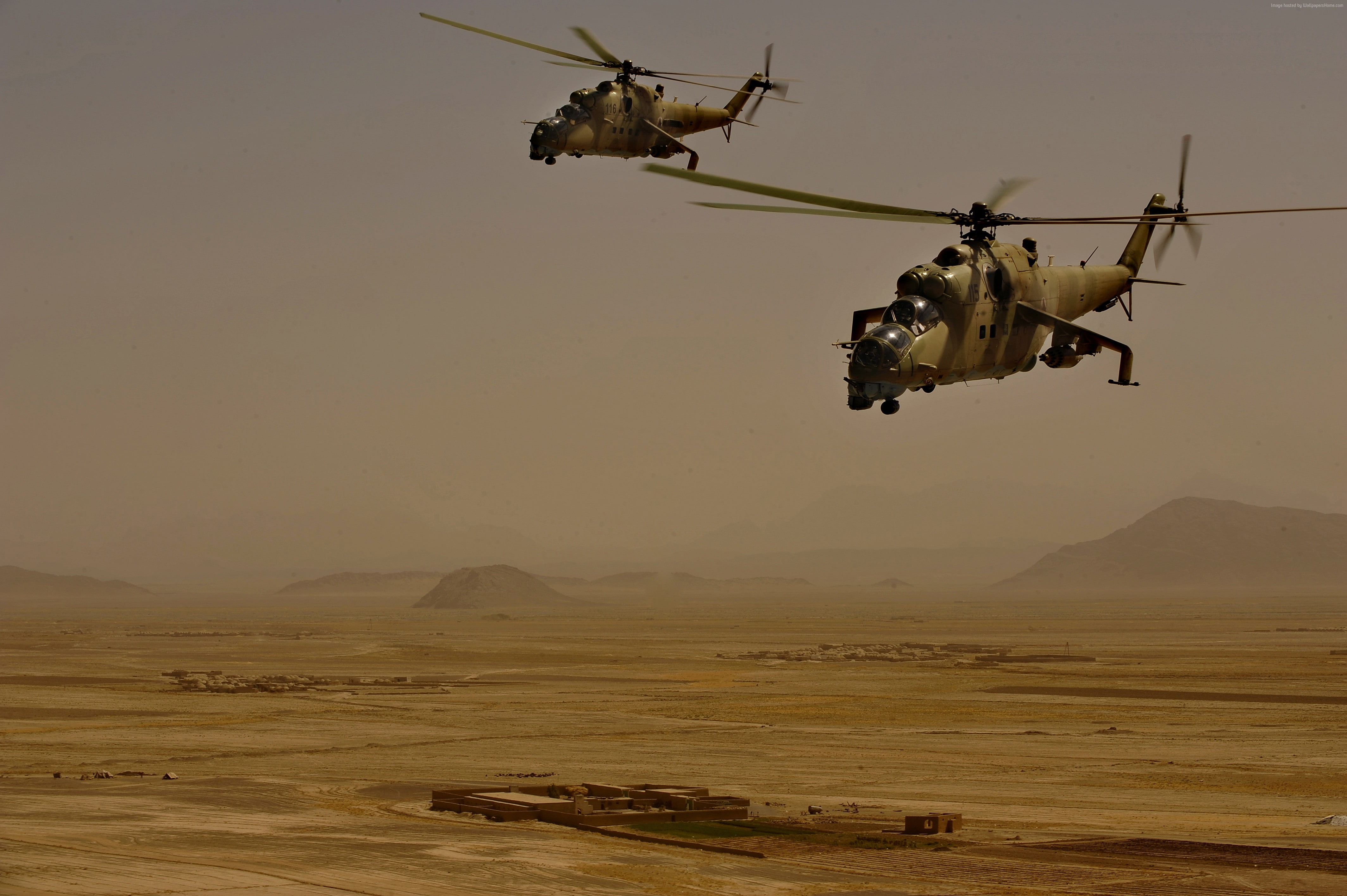 desert, flight, Mil, attack helicopter, 4K, Mi-35, Russian Army, Afganistan, HD Wallpaper