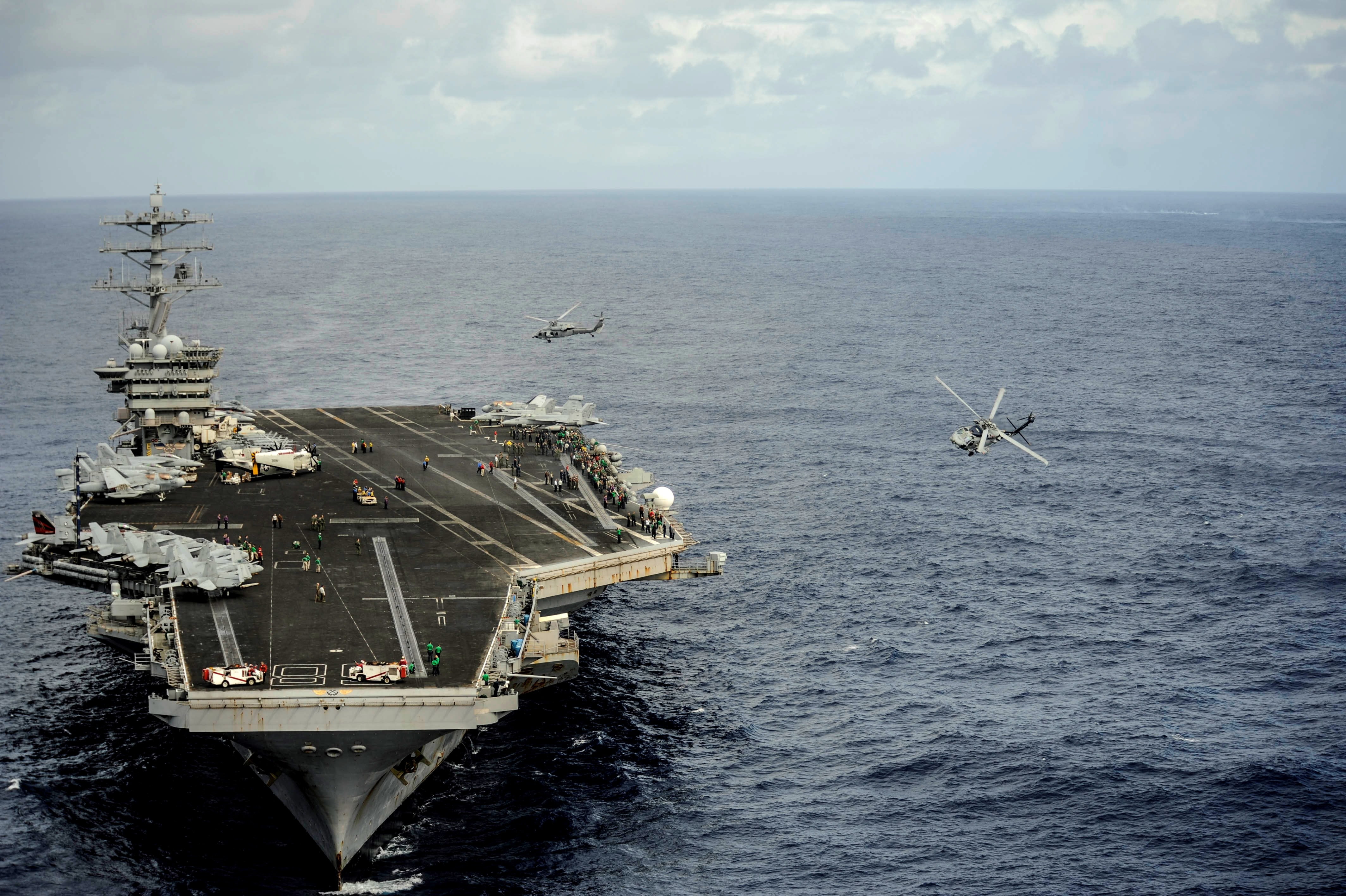 US NAVY, the aircraft carrier Nimitz (CVN 68), aircraft, Sikorsky SH-60 " Seahawk", flight deck, sea, Sikorsky MH-60R Sea Hawk, 4K, staff, multi-purpose, HD Wallpaper