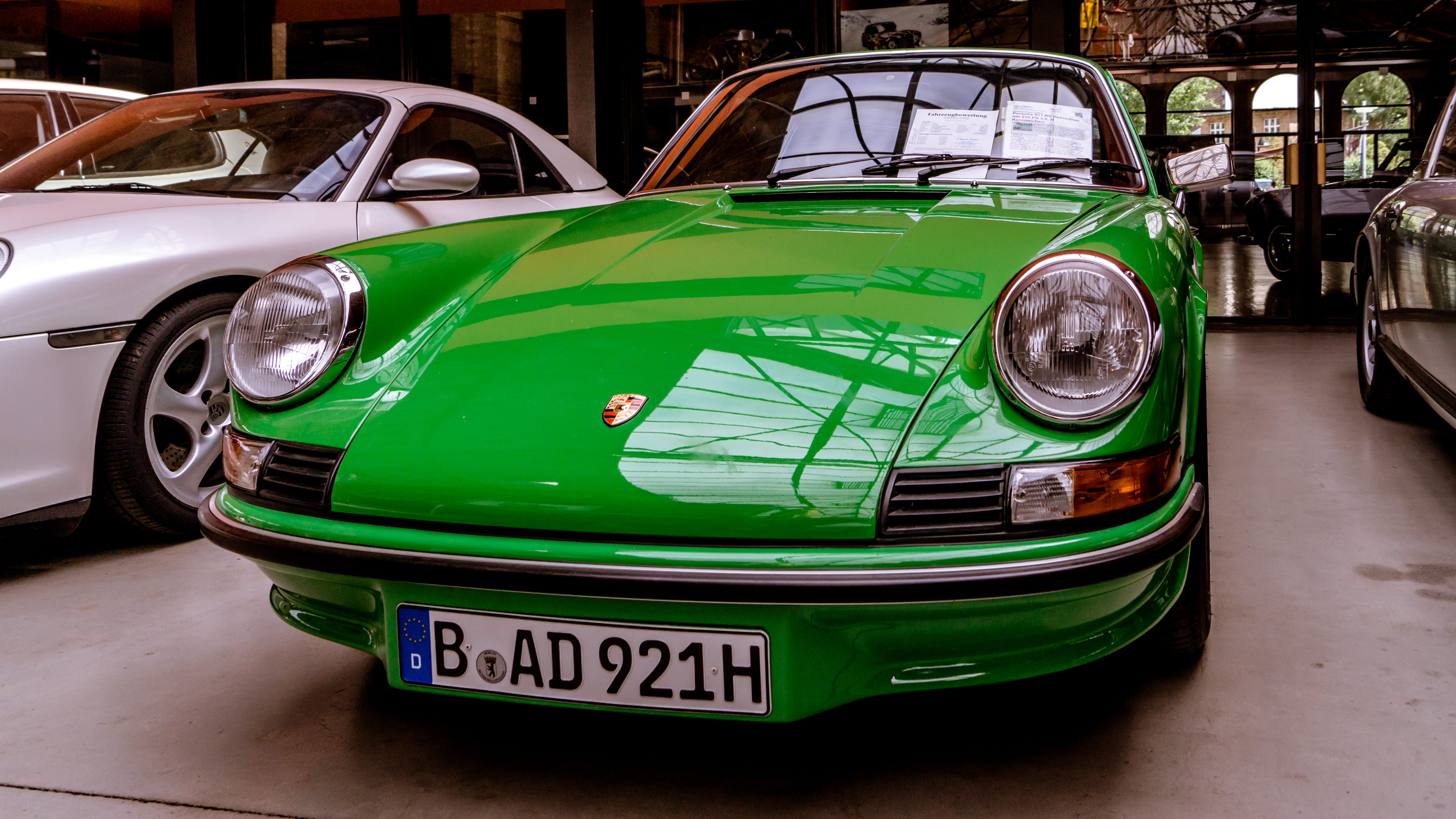 berlin, green color, motor vehicle, vintage car, street, metal, stationary, land vehicle, old, green, 5K, transportation, outdoors, classic, day, car, HD Wallpaper