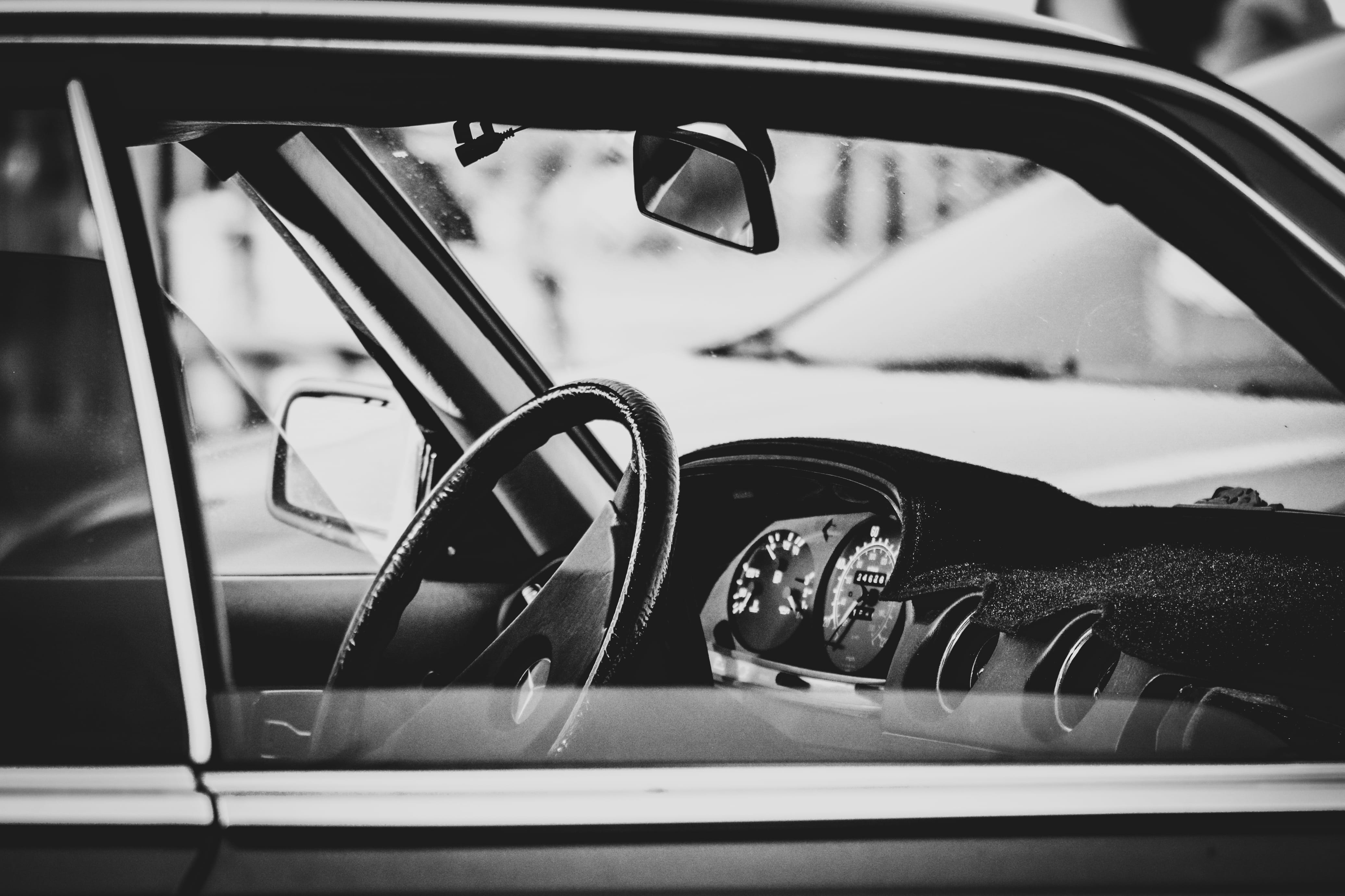 modern, window, black And White, travel, mode of Transport, drive, 4K, speed, lifestyles, photo, driving, old, land Vehicle, grayscale, vintage, new, close-up, HD Wallpaper