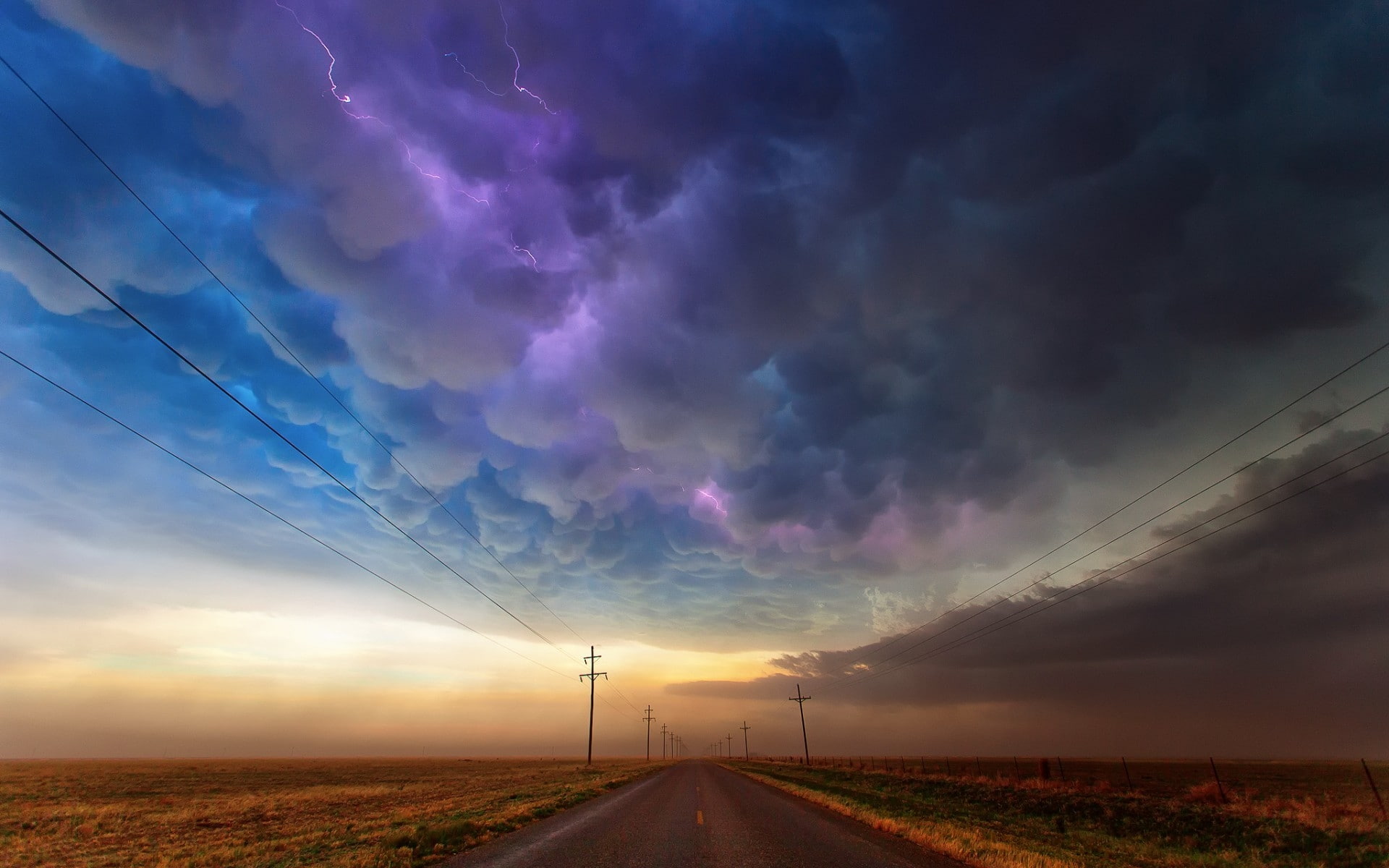 usa, texas, 1080P, road, sunset, HD Wallpaper