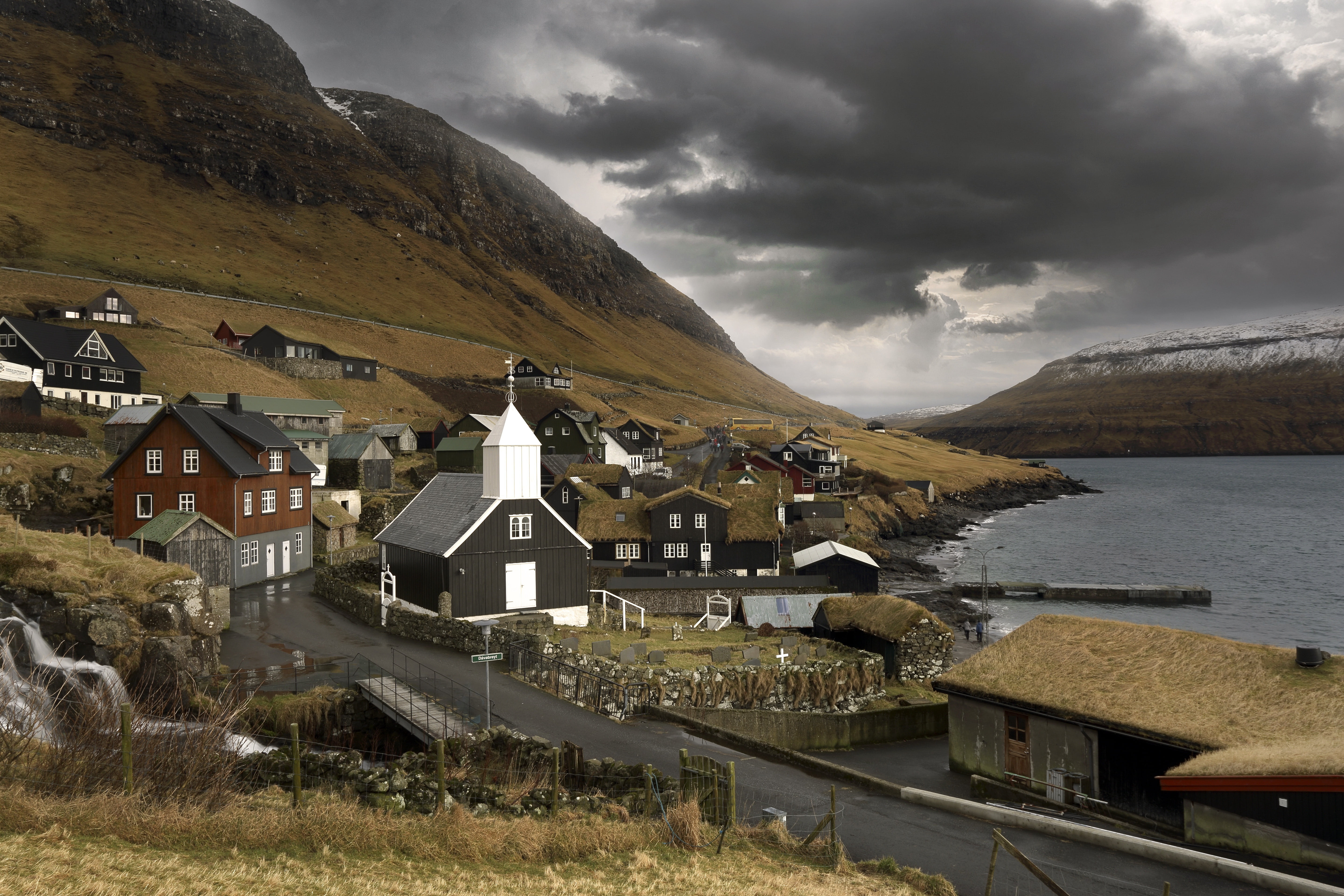 shore, Bour, Faroe islands, 5K, road, HD Wallpaper