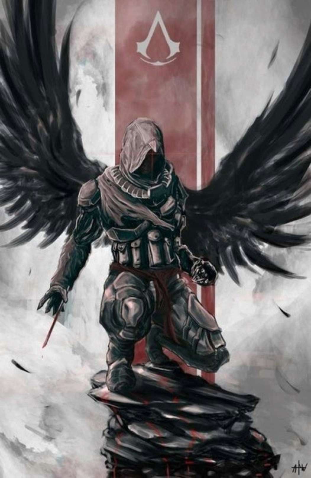fantasy, headwear, warrior, character, creed, war, military uniform, power, architecture, wings, army soldier, people, weapon, gun, Assassins Creed, strength, Phone HD Wallpaper